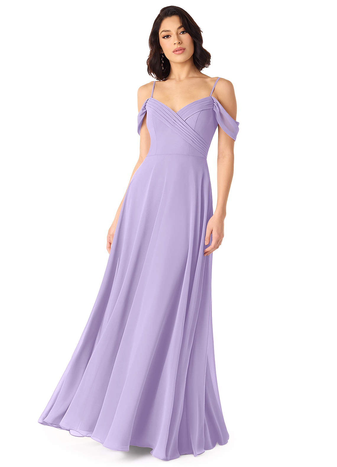 Azazie Tancie Jurken voor bruidsmeisjes Converteerbaar Jurk van Chiffon met A-Lijn Off the Shoulder Lila image1