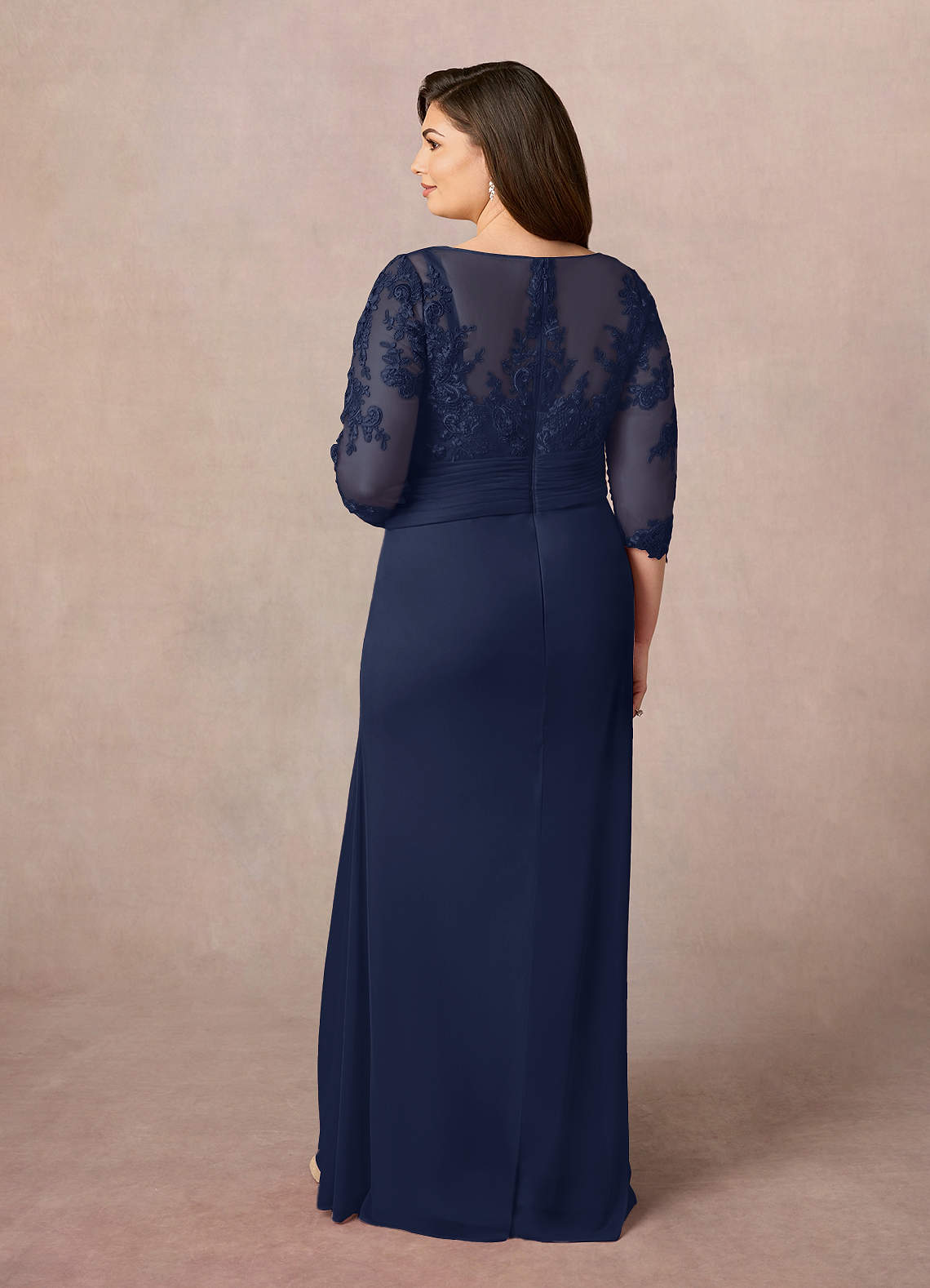 Azazie Fatemah Mother of the Bride Dresses Dark Navy Mermaid Scoop Lace Lace Dress image8