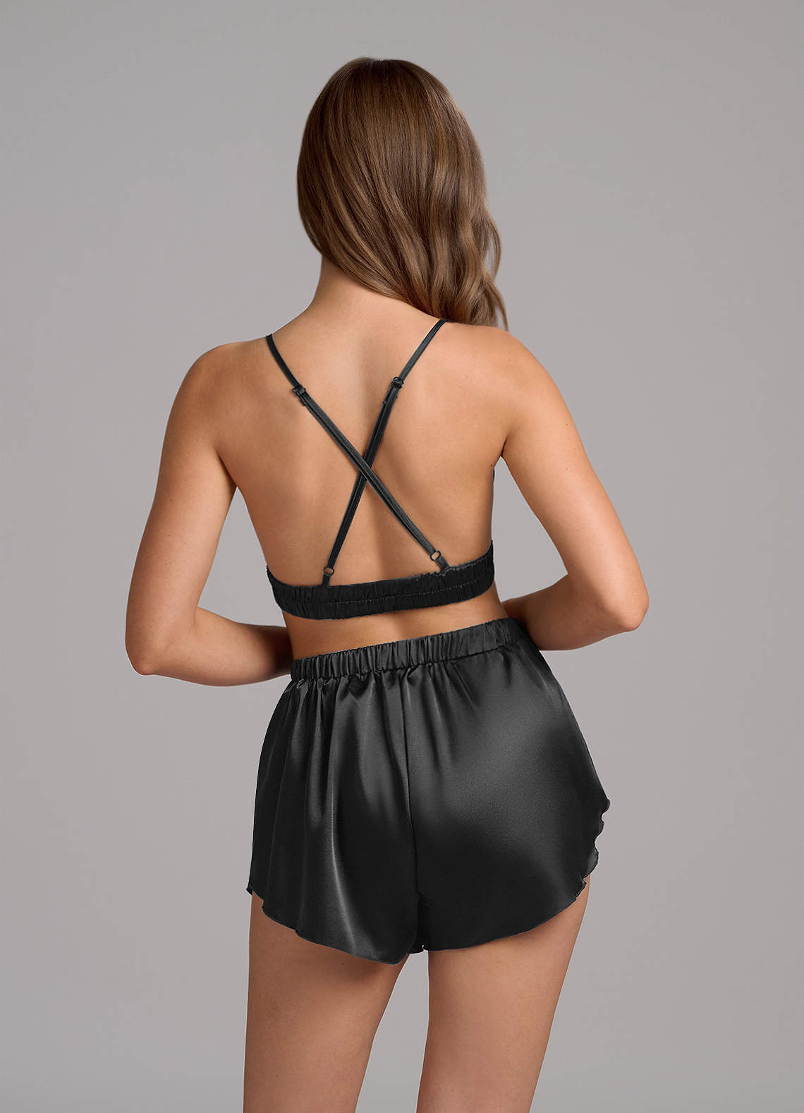 front Satin 3-Piece Loungewear Set With Feather Sleeves