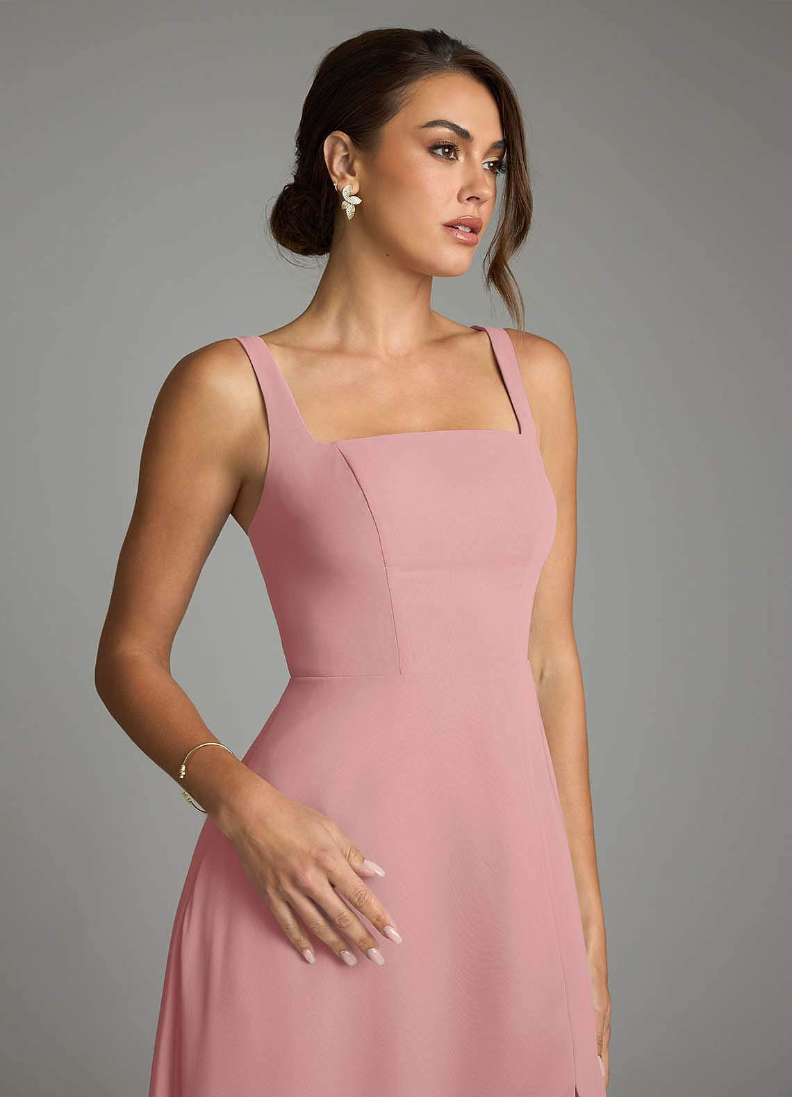 Azazie Debra Bridesmaid Dresses Dusty Rose A-Line with Pockets Chiffon Convertible Dress image2