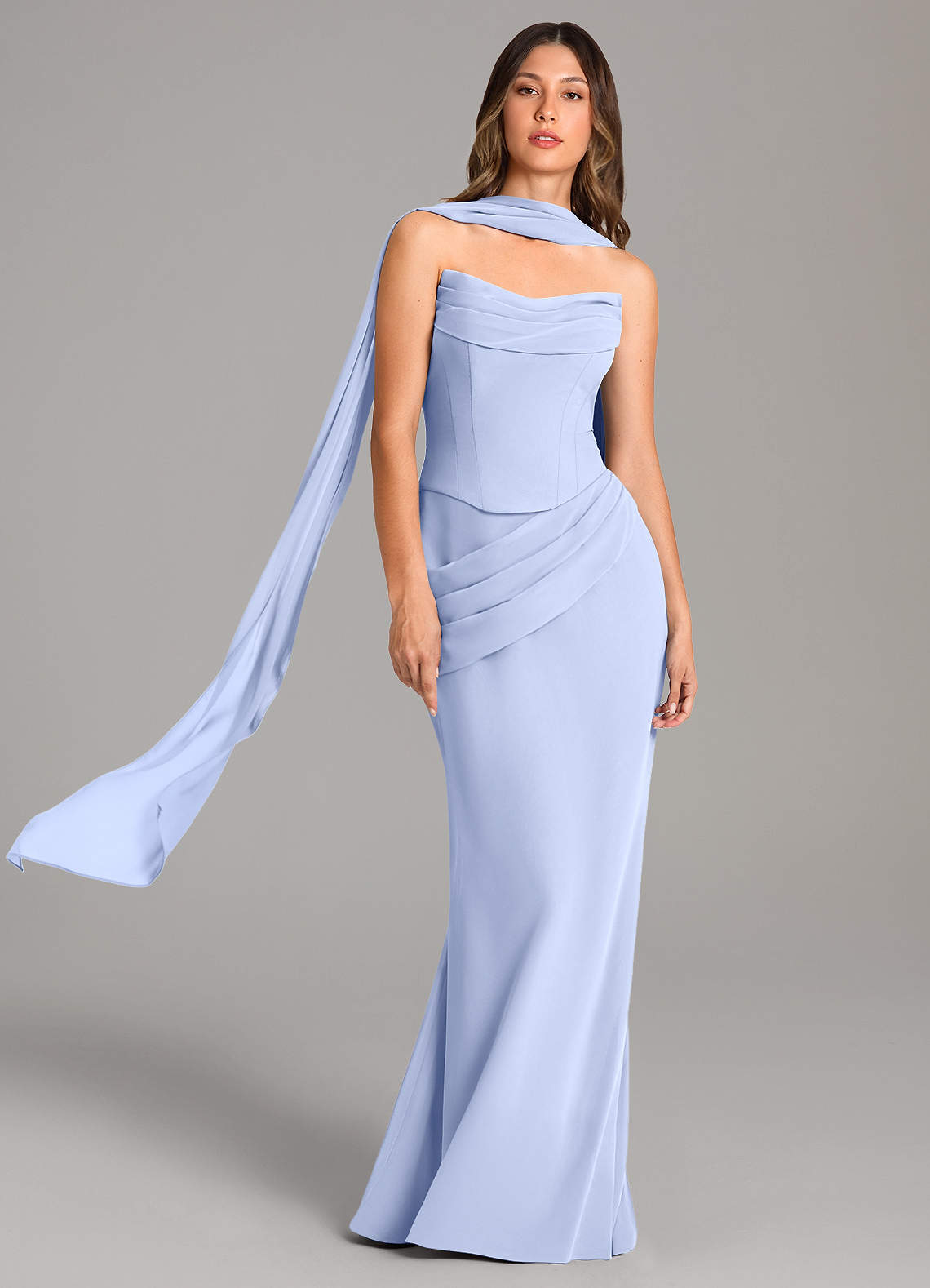 Azazie Sorrel Bridesmaid Dresses Ice Mermaid Corset Chiffon Dress image1