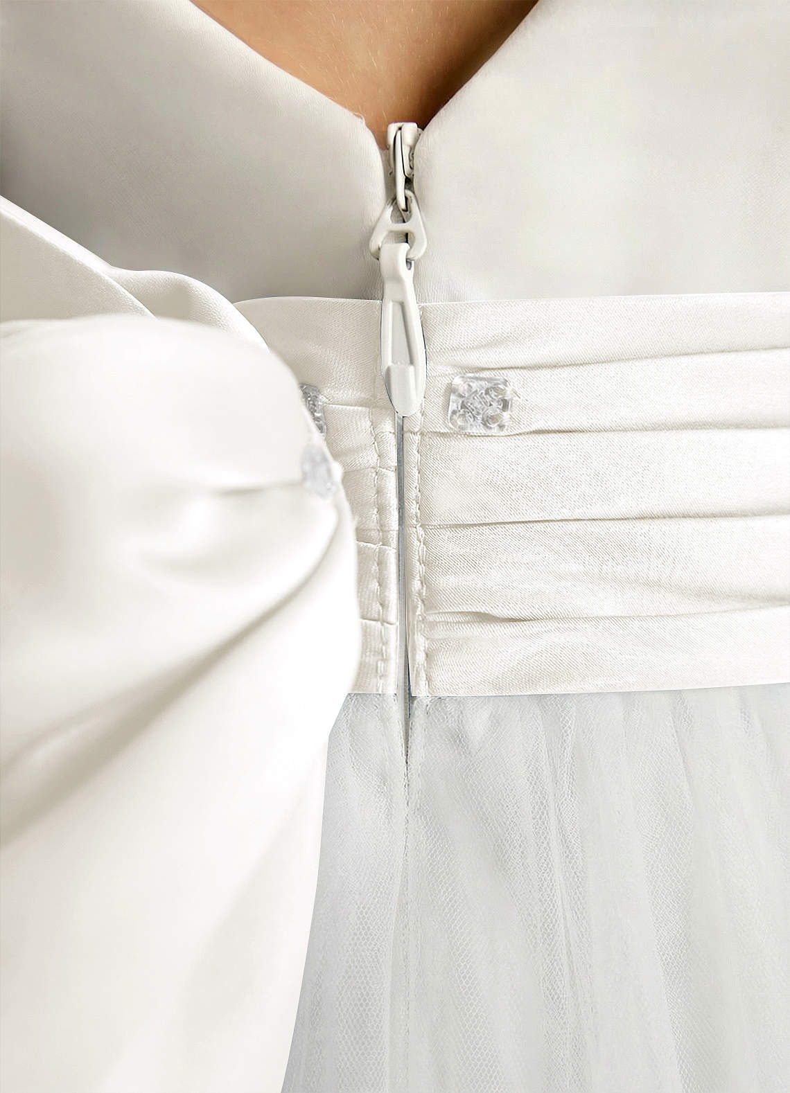 Azazie Sosie Flower Girl Dresses Ivory A-Line Pleated Tulle Dress image4