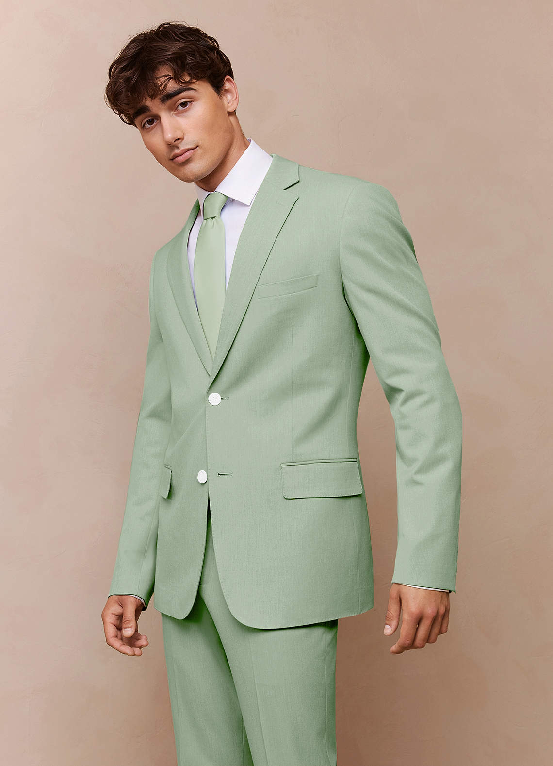 front James Dusty Sage Structured Stretch Suit Jacket