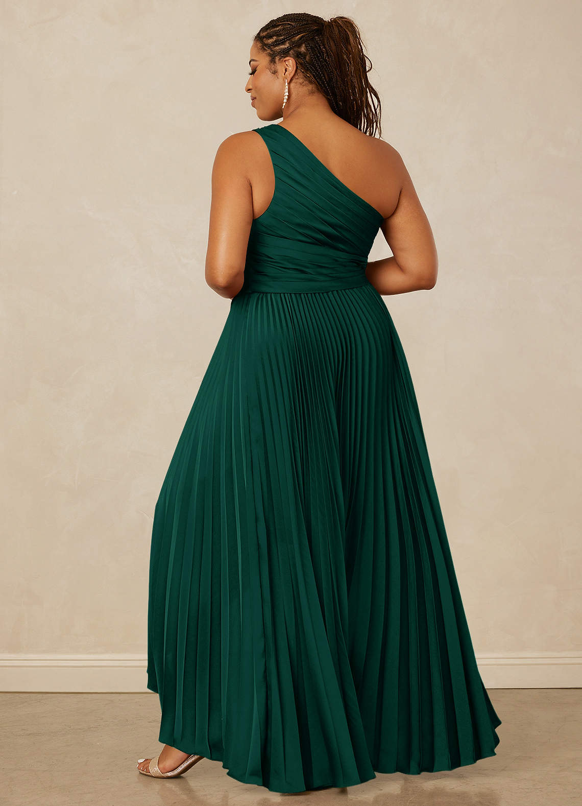 Christian Siriano Bridal for Azazie 1008 Bridesmaid Dresses Emerald A-Line One Shoulder Stretch Satin Dress image13