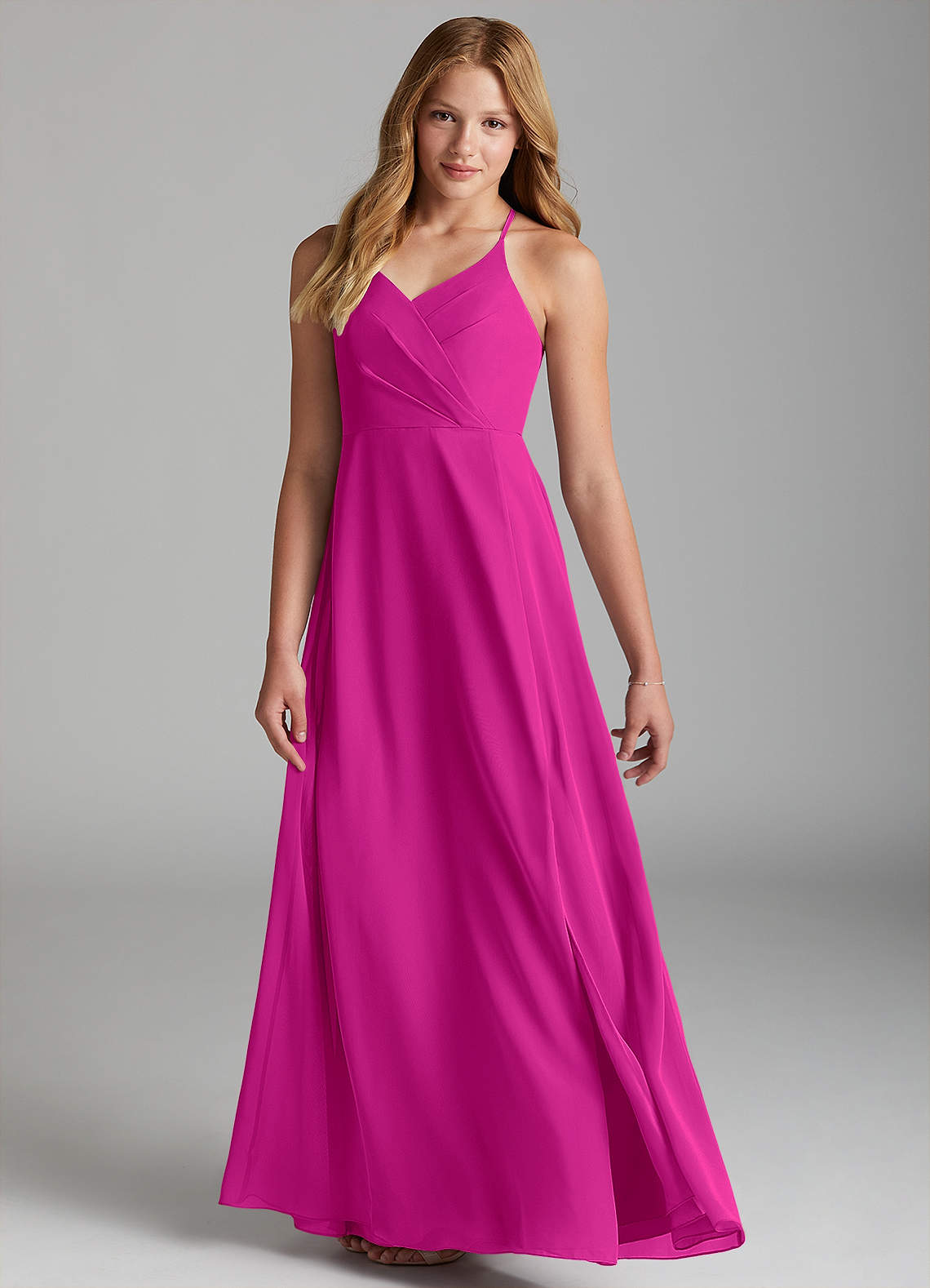 Azazie Davis Junior Vestido de Fucsia de Gasa de Corte En A image1