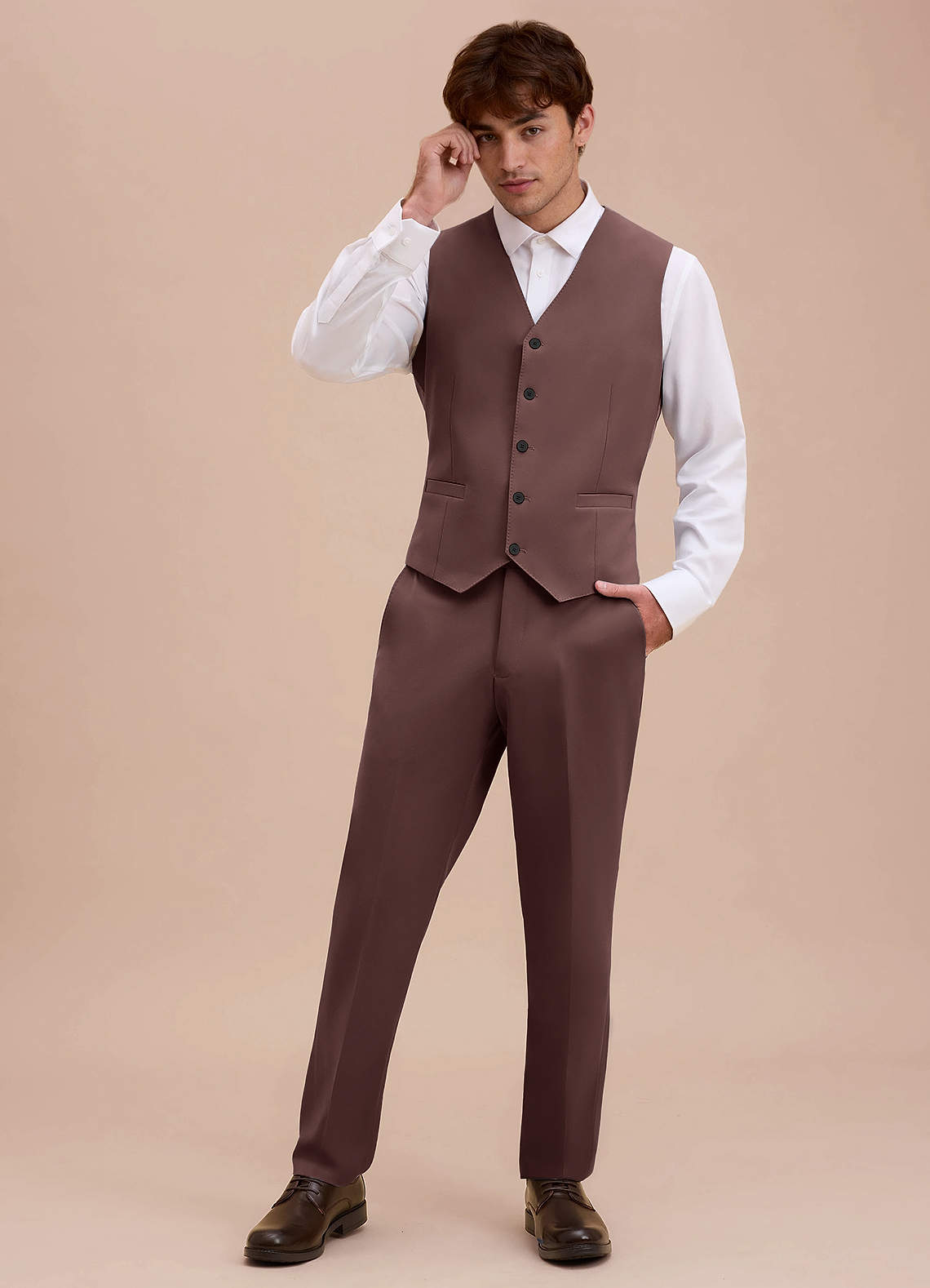 front Ethan Espresso Refined Weave Suit Vest