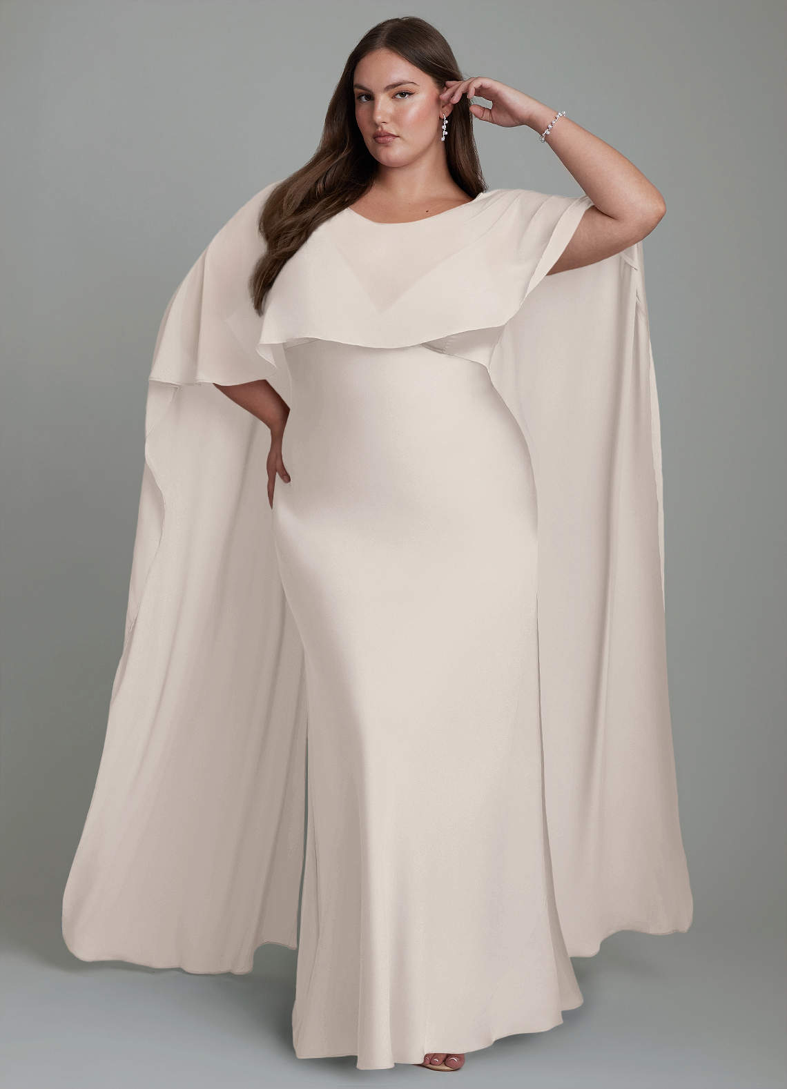 Azazie Stefania Bridesmaid Dresses White Alabaster A-Line Stretch Satin Dress image1