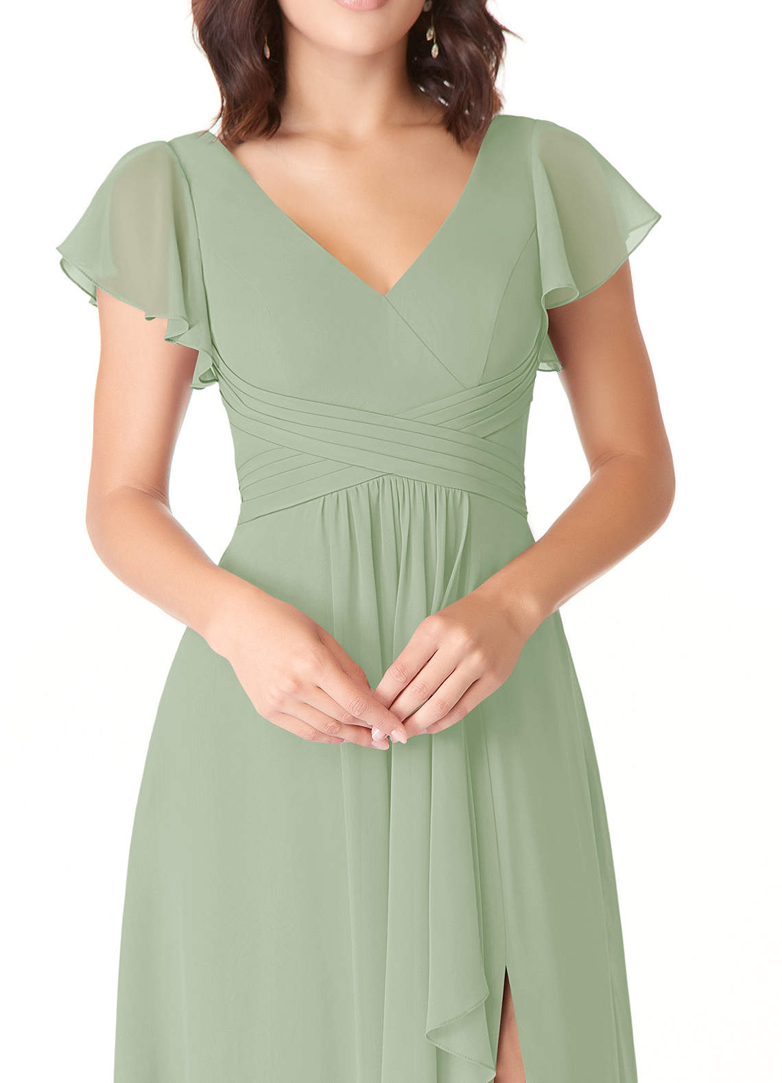 Azazie Omari Bridesmaid Dresses Dusty Sage A-Line Chiffon Dress image7