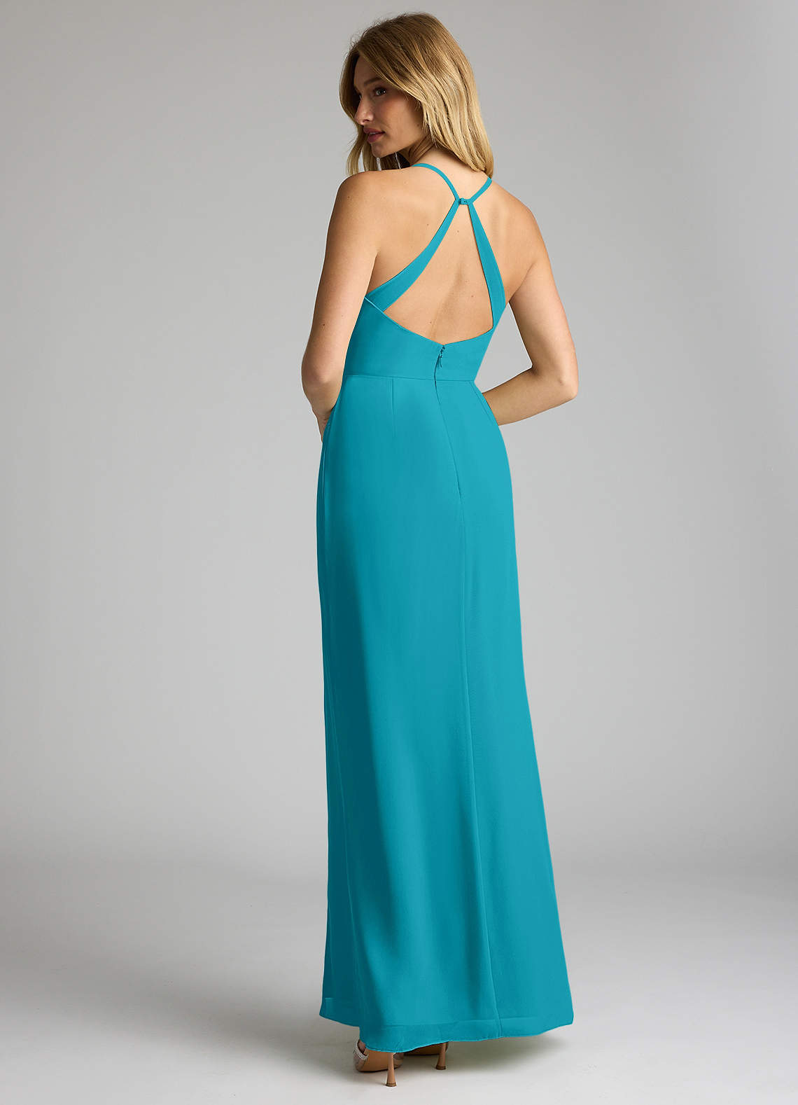 sachin and babi light blue dress RSVP in the Becca Cowl Halter Satin Gown. Explore the full range of  colourways online and in-store #evernew #weddingguestdress #eventdress  #maxidress #dresses