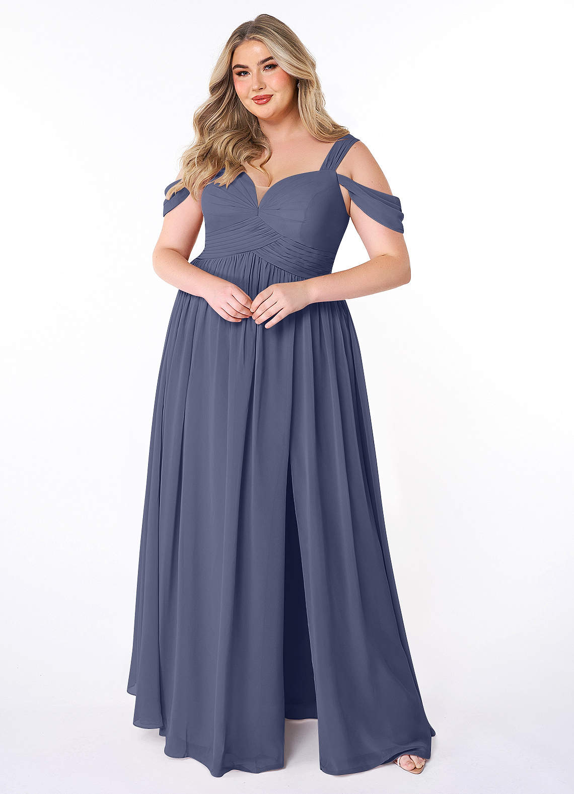 Azazie Lianne Bridesmaid Dresses Stormy A-Line Off the Shoulder Chiffon Dress image1