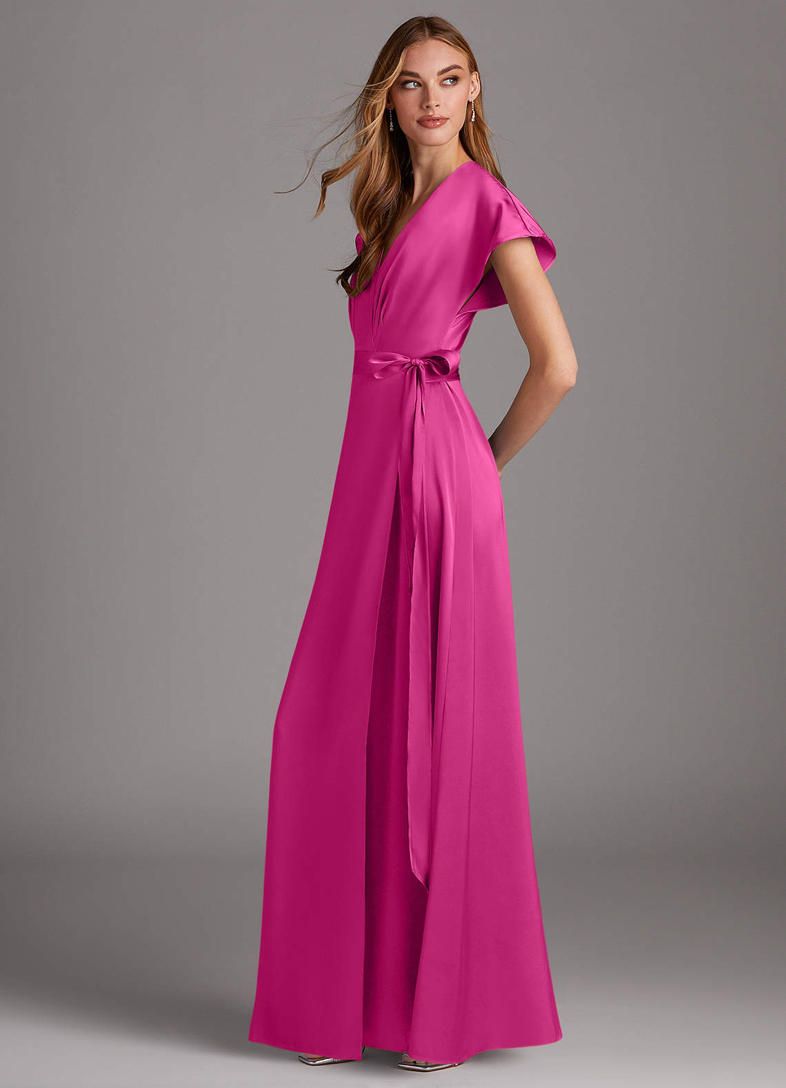 Azazie Nico Ready to Ship Fuchsia Stretch Satin Bridesmaid Dresses | Azazie