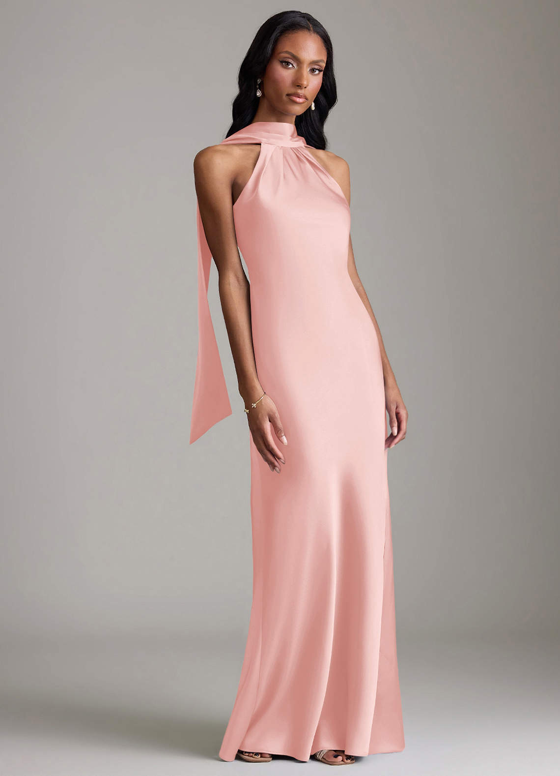 Azazie Cassiana Finale sale Jurk van Stretch Satijn met Zeemeermin Geplooid Sky Blue image5