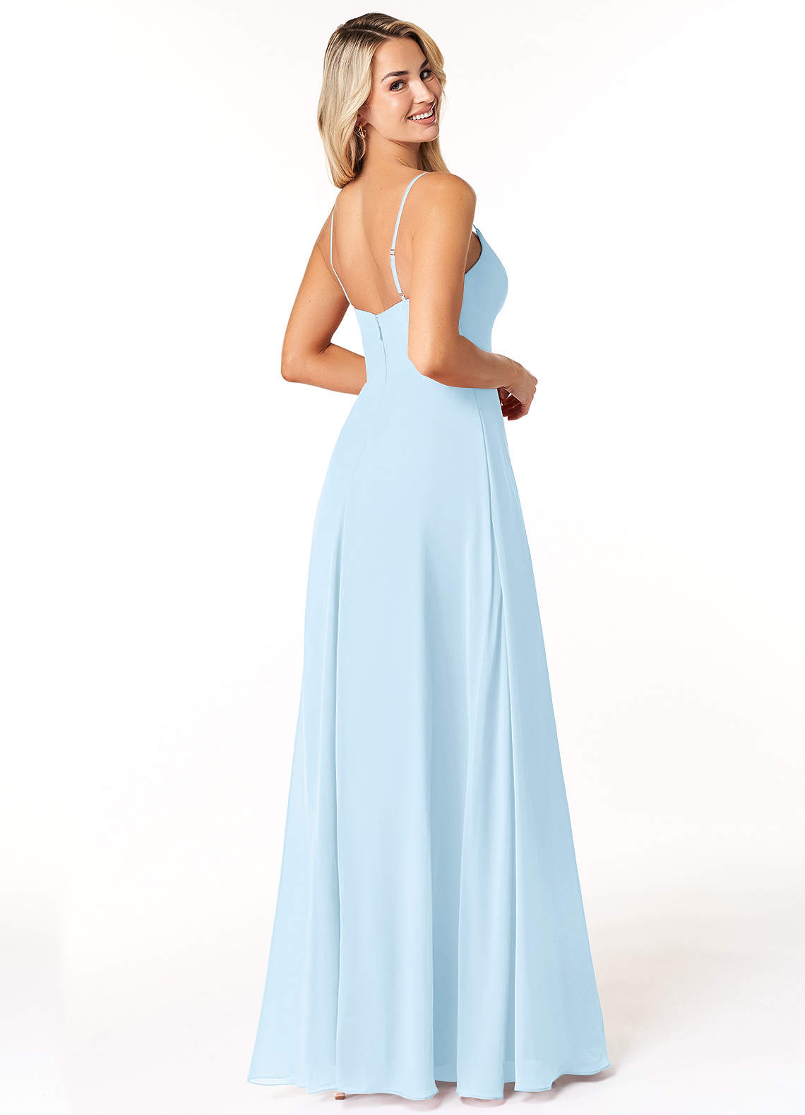 Gabrielle Sin Tirante Novio Gasa Vestido De Dama De Honor Azul Royal