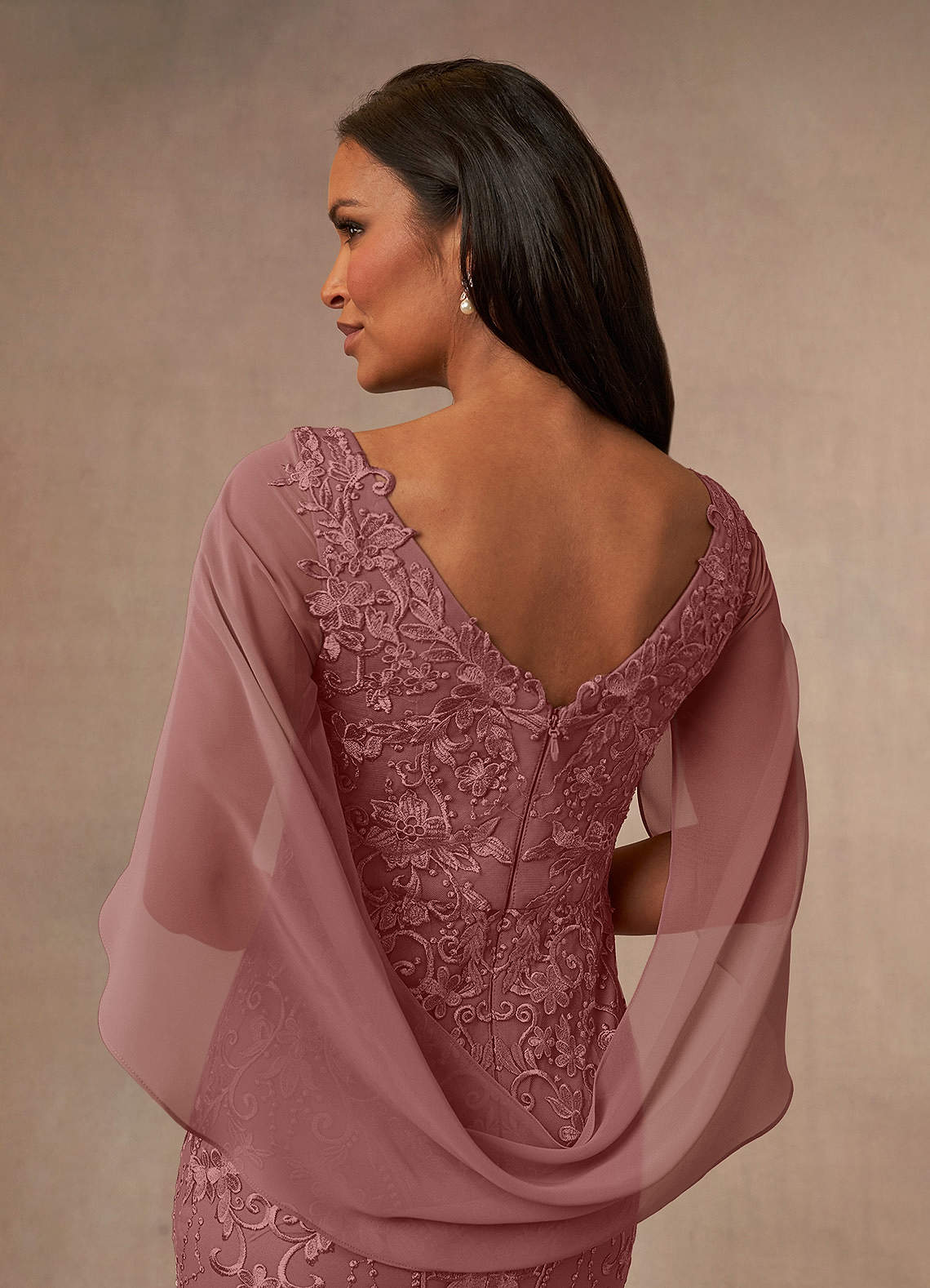 Azazie Ferris Mother of the Bride Dresses Desert Rose Sheath V-Neck Chiffon Dress image4