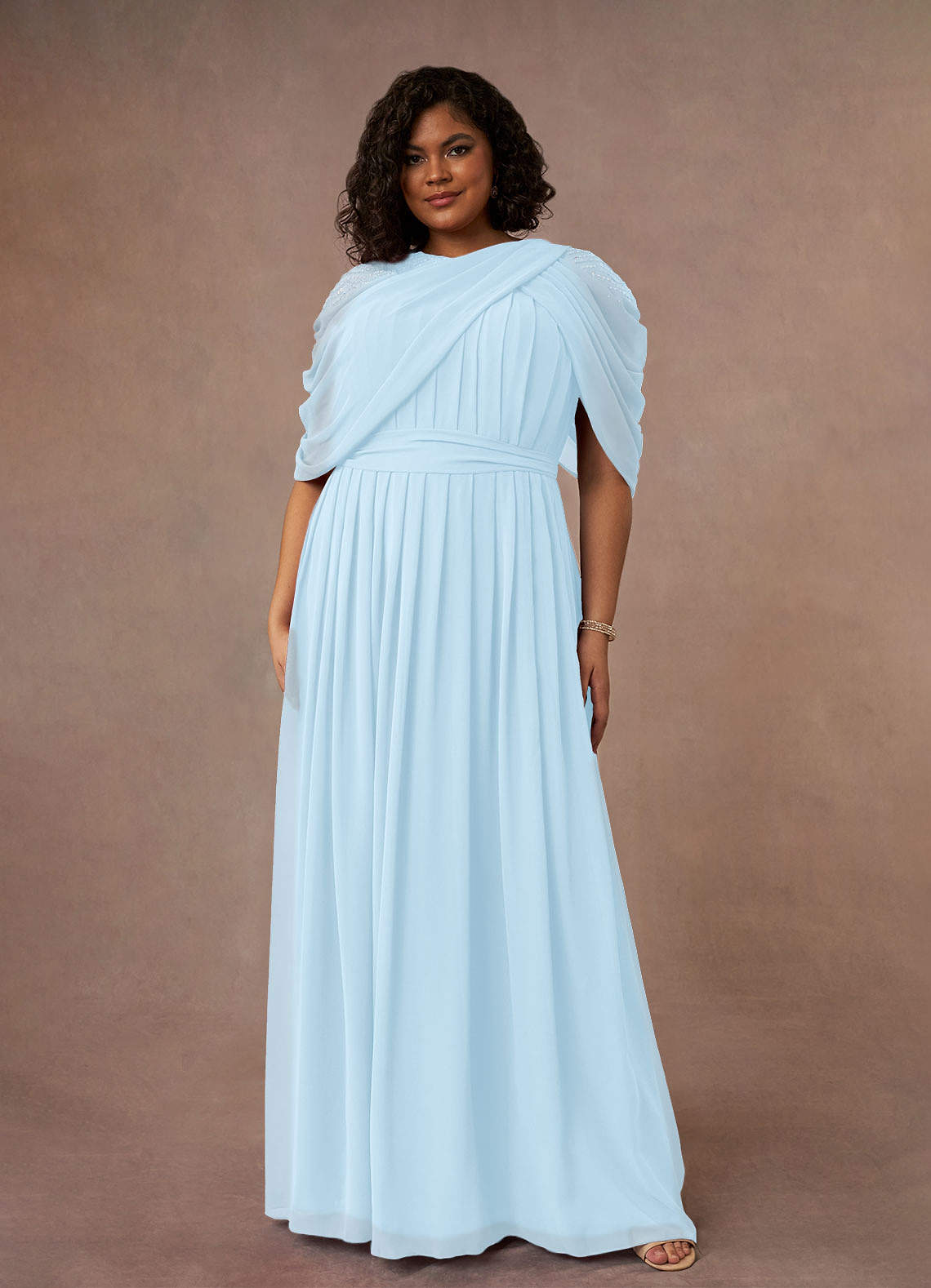 Azazie Olena Abiti per la Madre della Sposa Abito A-Line in Chiffon Lustrini Azzurro image1