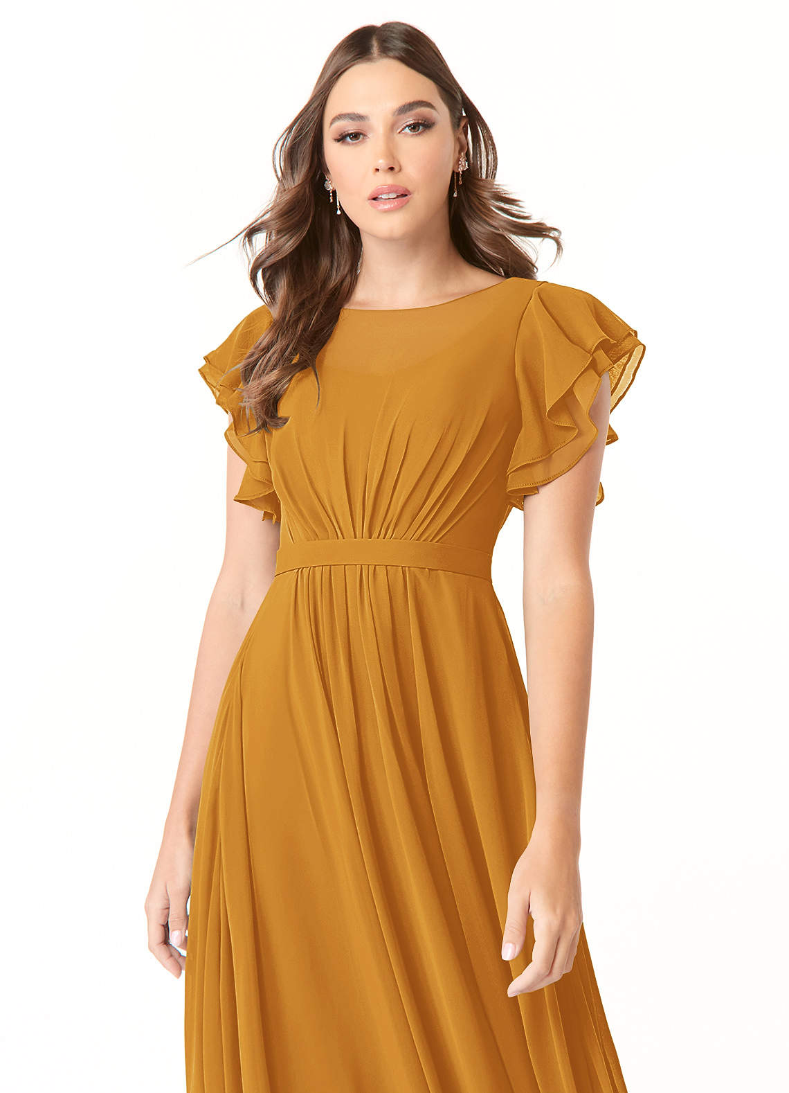 Butterscotch Azazie Daphne Modest Bridesmaid Dresses | Azazie