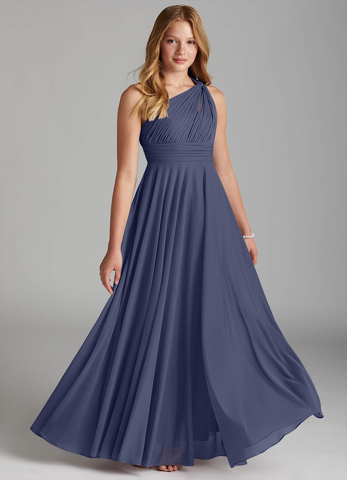 Azazie Charlize Junior Stormy A-Line Mesh Dress image1