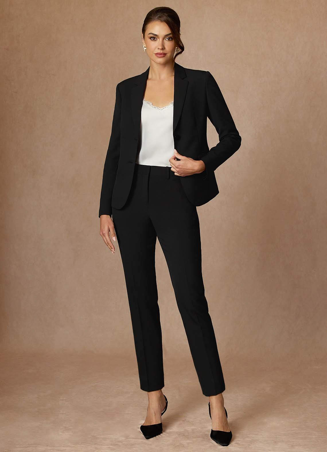 front Whitney 검은색 고급 직조 기술로 제작된 기능성 긴 바지 정장