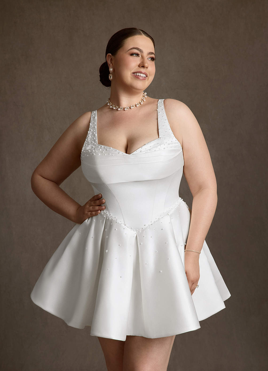 Azazie Zelina Wedding Dresses Diamond White A-Line Sweetheart Neckline Satin Dress image1