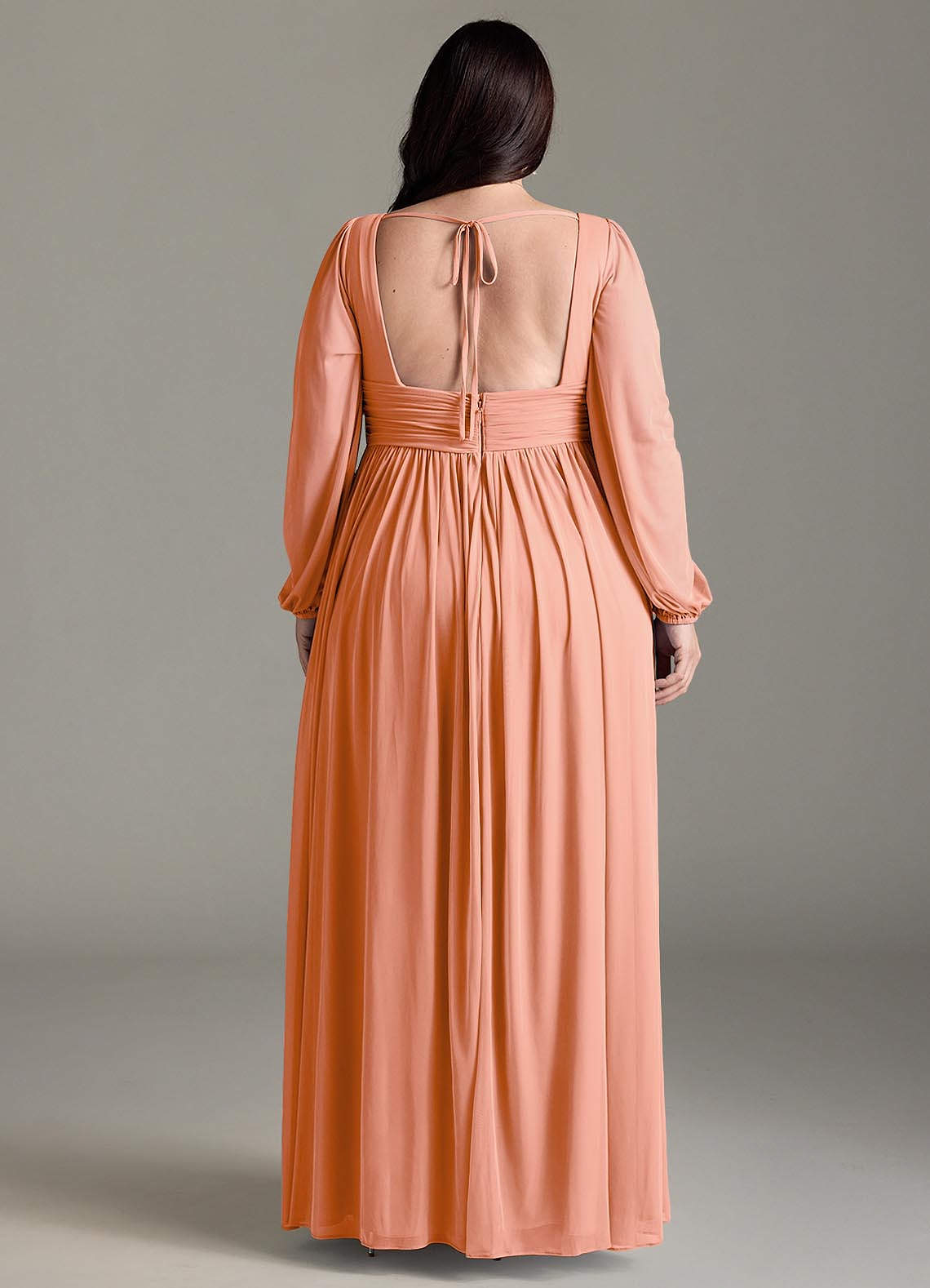 white long sleeve mesh dress Fleurisia | White Square-Neck Maxi Dress With Mesh Long-Sleeves