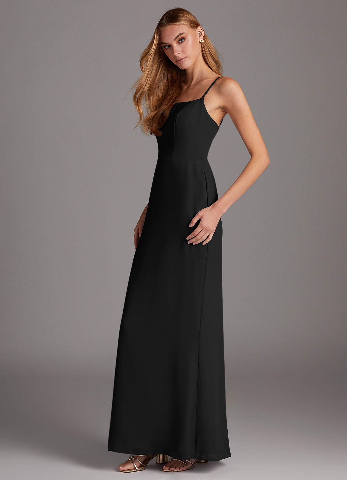 black tiered bridesmaid dress KissProm main image 1