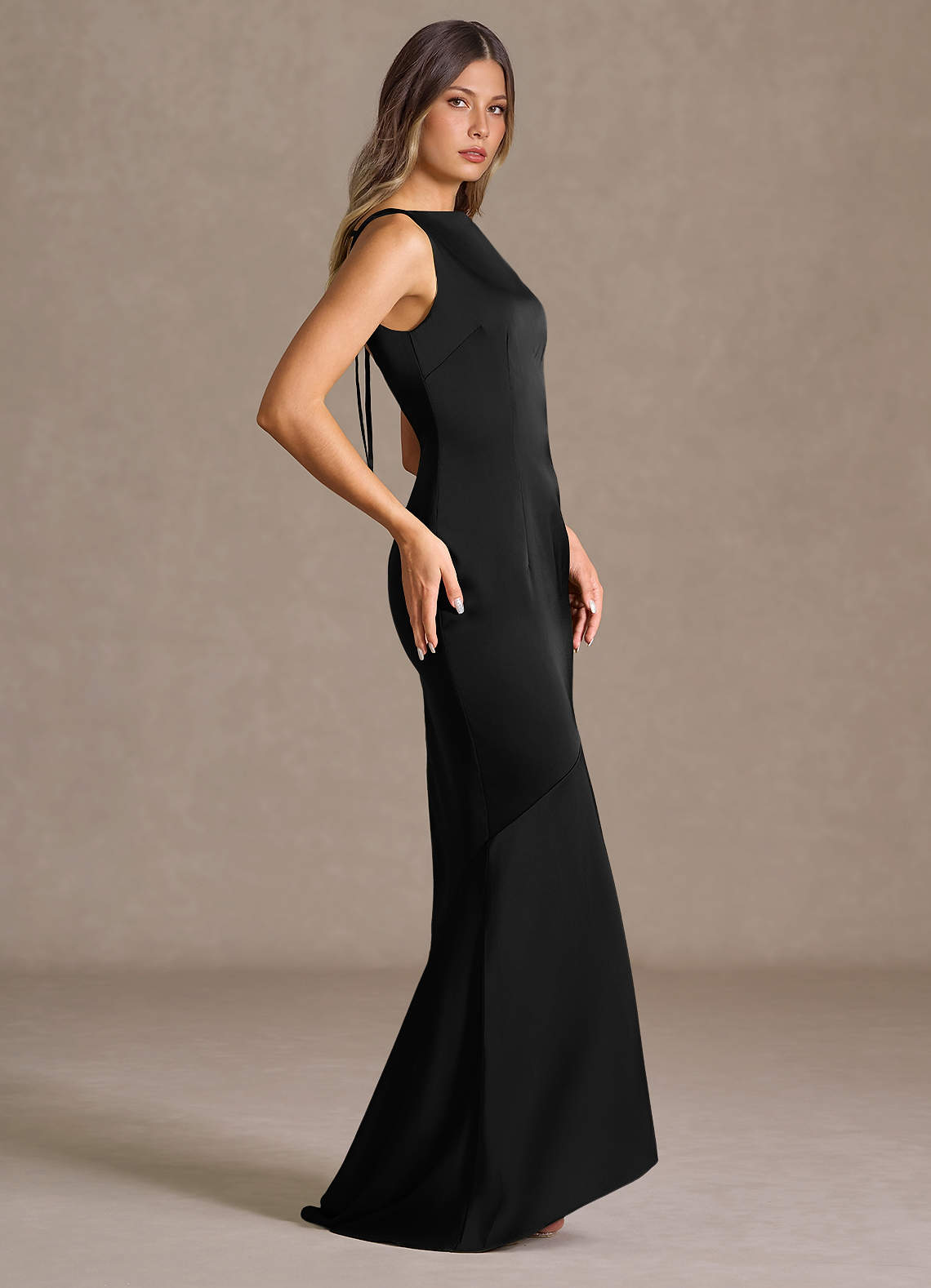 Azazie Plus Size Floor-Length Maxi Dresses Mermaid Wedding Guest Formal Black Tie Dresses Bateau Black