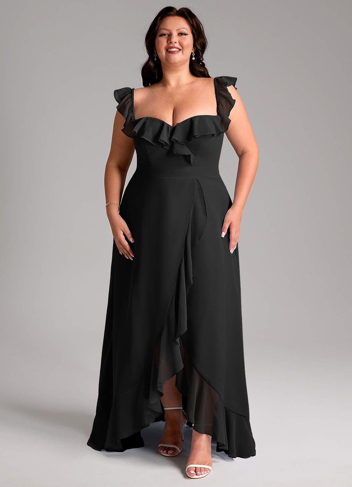Azazie Lyra Bridesmaid Dresses Black A-Line Chiffon Convertible Dress image14