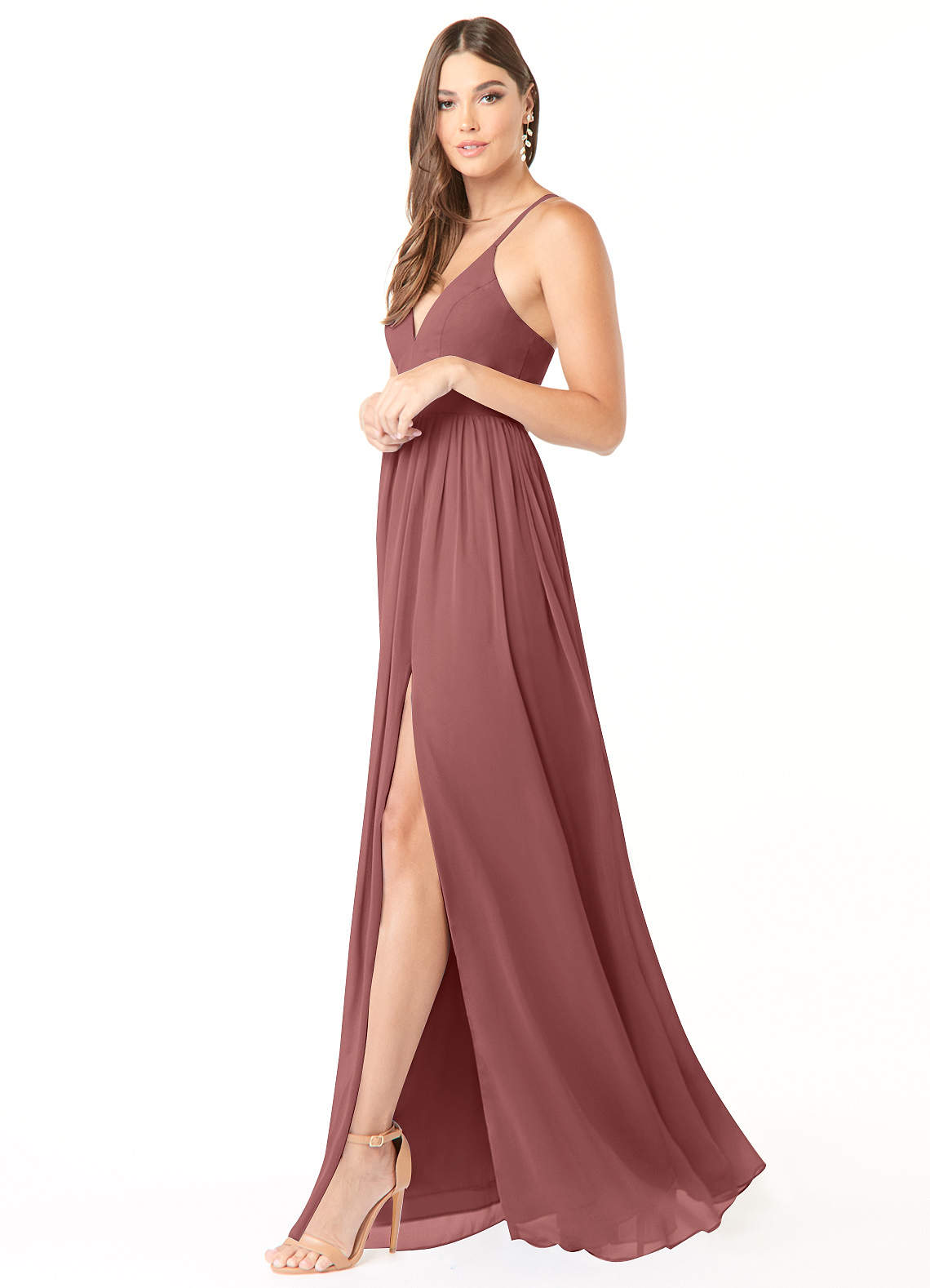 Azazie Aaida Jurken voor bruidsmeisjes Jurk van Chiffon met A-Lijn Korset Amethist image3