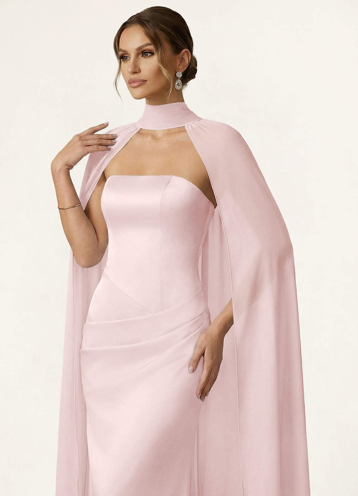 front Azazie Halter Chiffon Flowy Cape