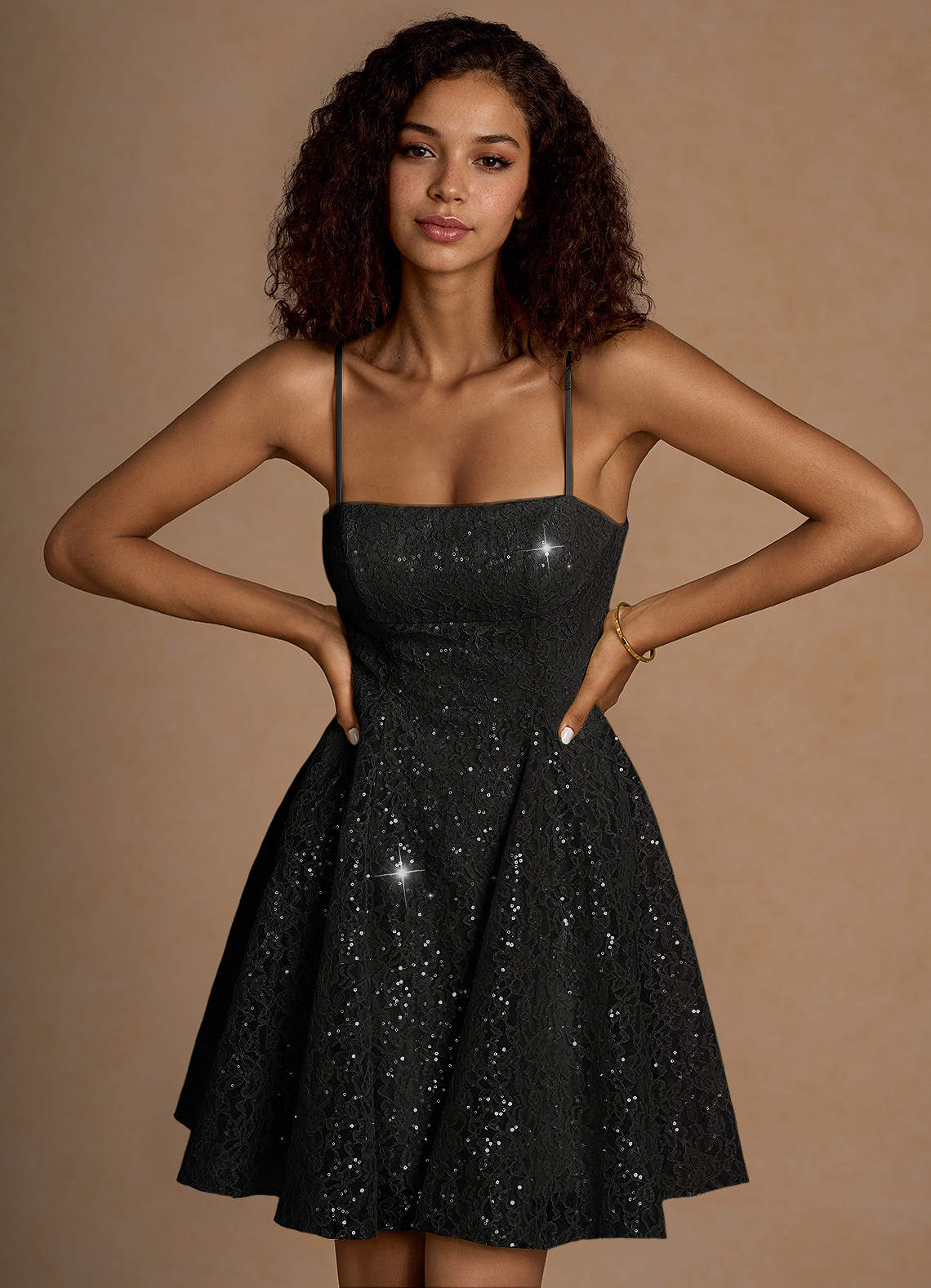 Xenia Black Sequin Mini Dress image1