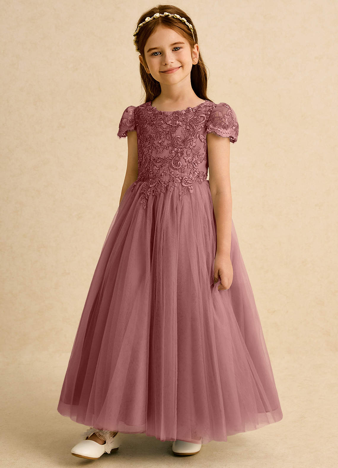 Azazie Puff Flower Girl Klänningar Klä Balklänning i Tyll Spets image4