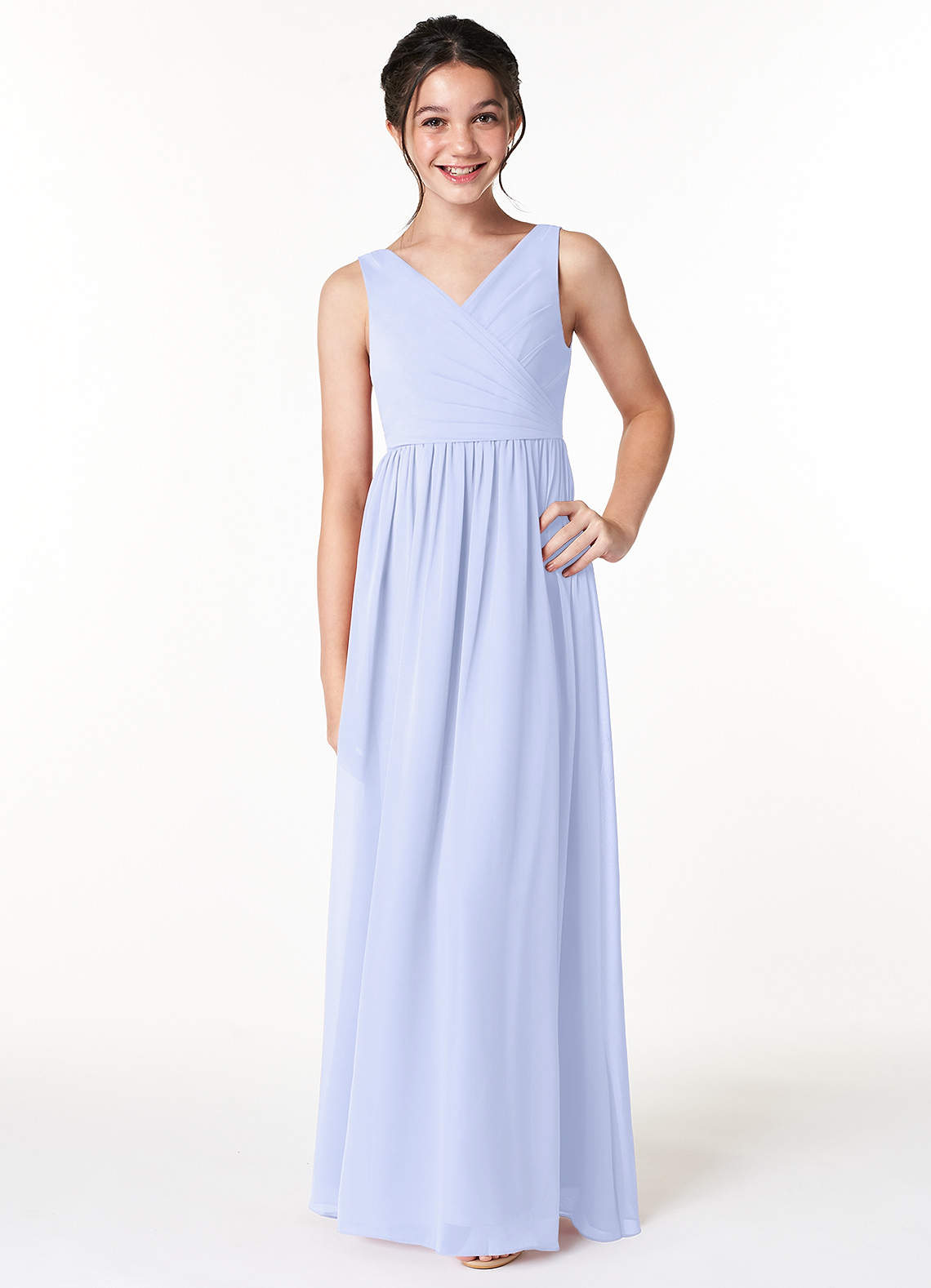 Azazie Sawyer Junior Lavender A-Line Pleated Chiffon Dress image1