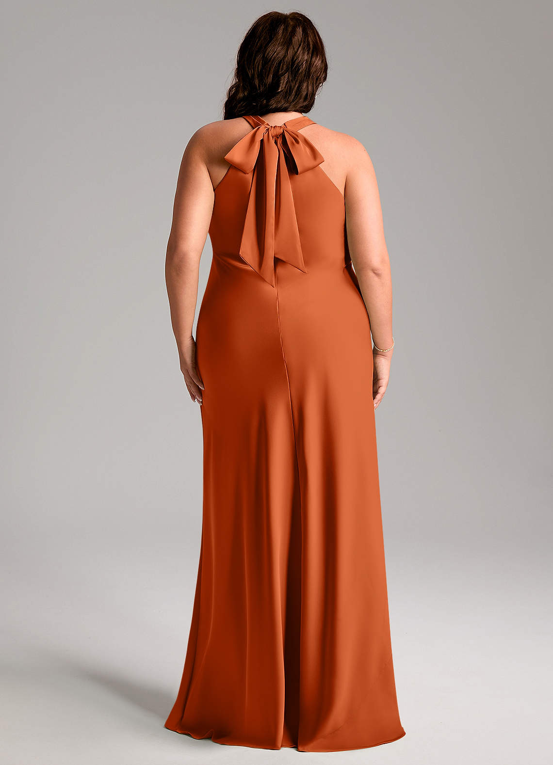Azazie Doretta Bridesmaid Dresses Burnt Orange Mermaid Pleated Stretch Satin Dress image9
