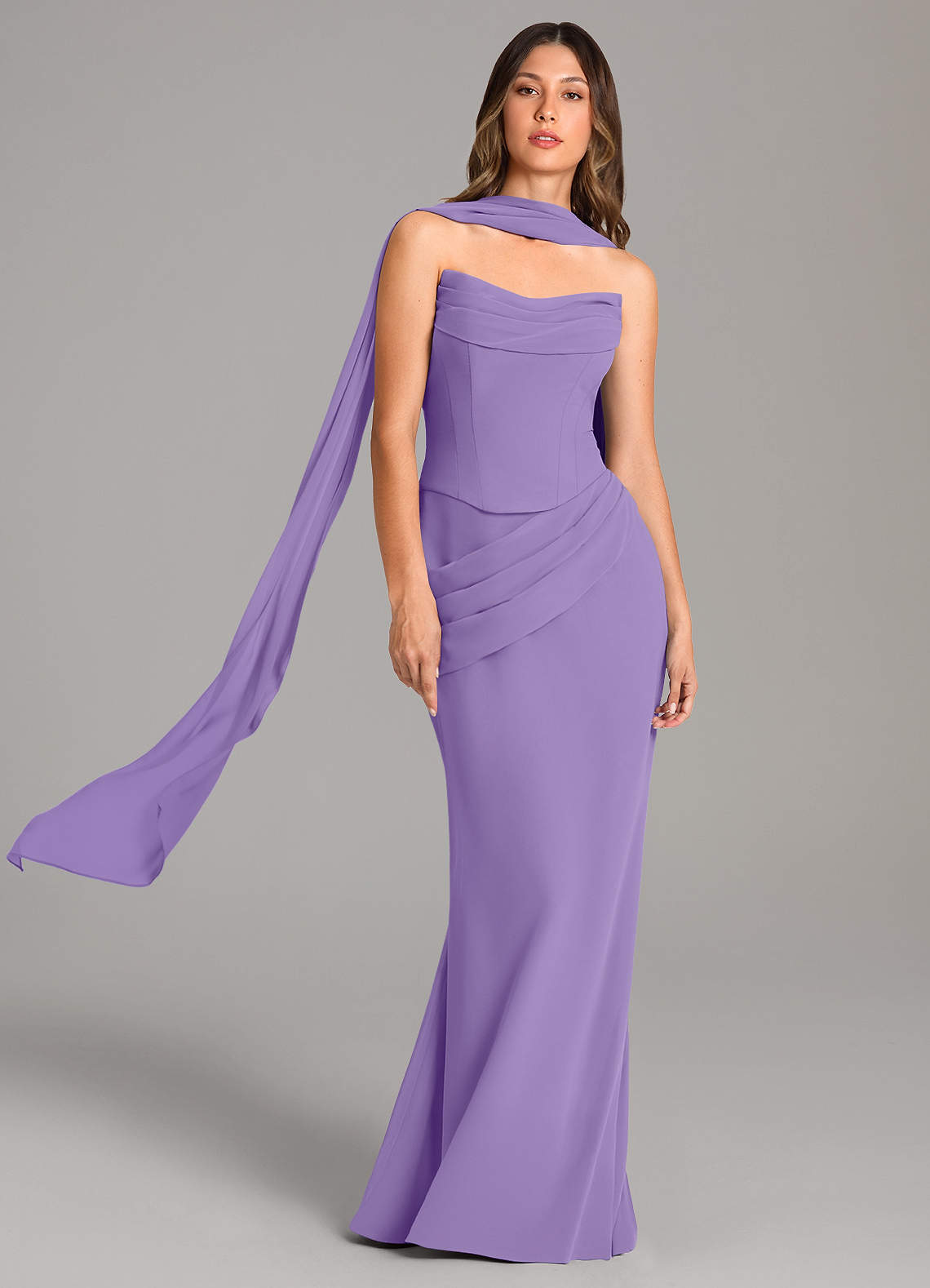 Azazie Sorrel Bridesmaid Dresses Tahiti Mermaid Corset Chiffon Dress image1