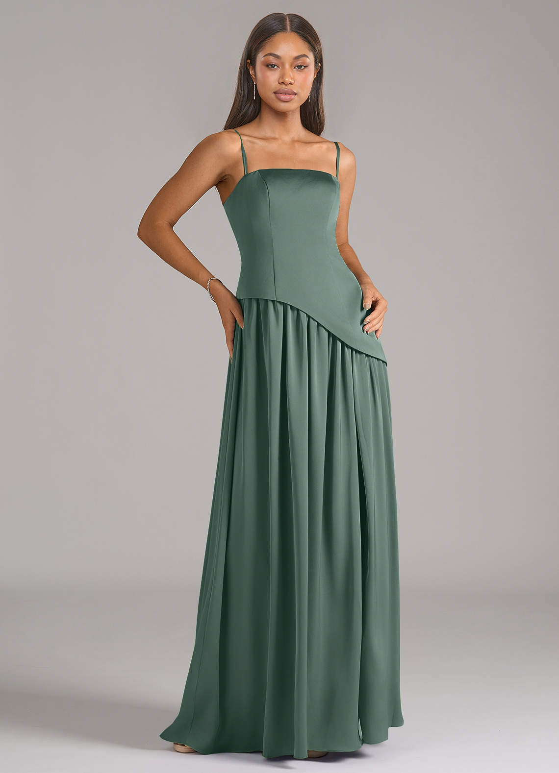 Azazie Adeline Sea Moss Stretch Satin Bridesmaid Dresses | Azazie CA