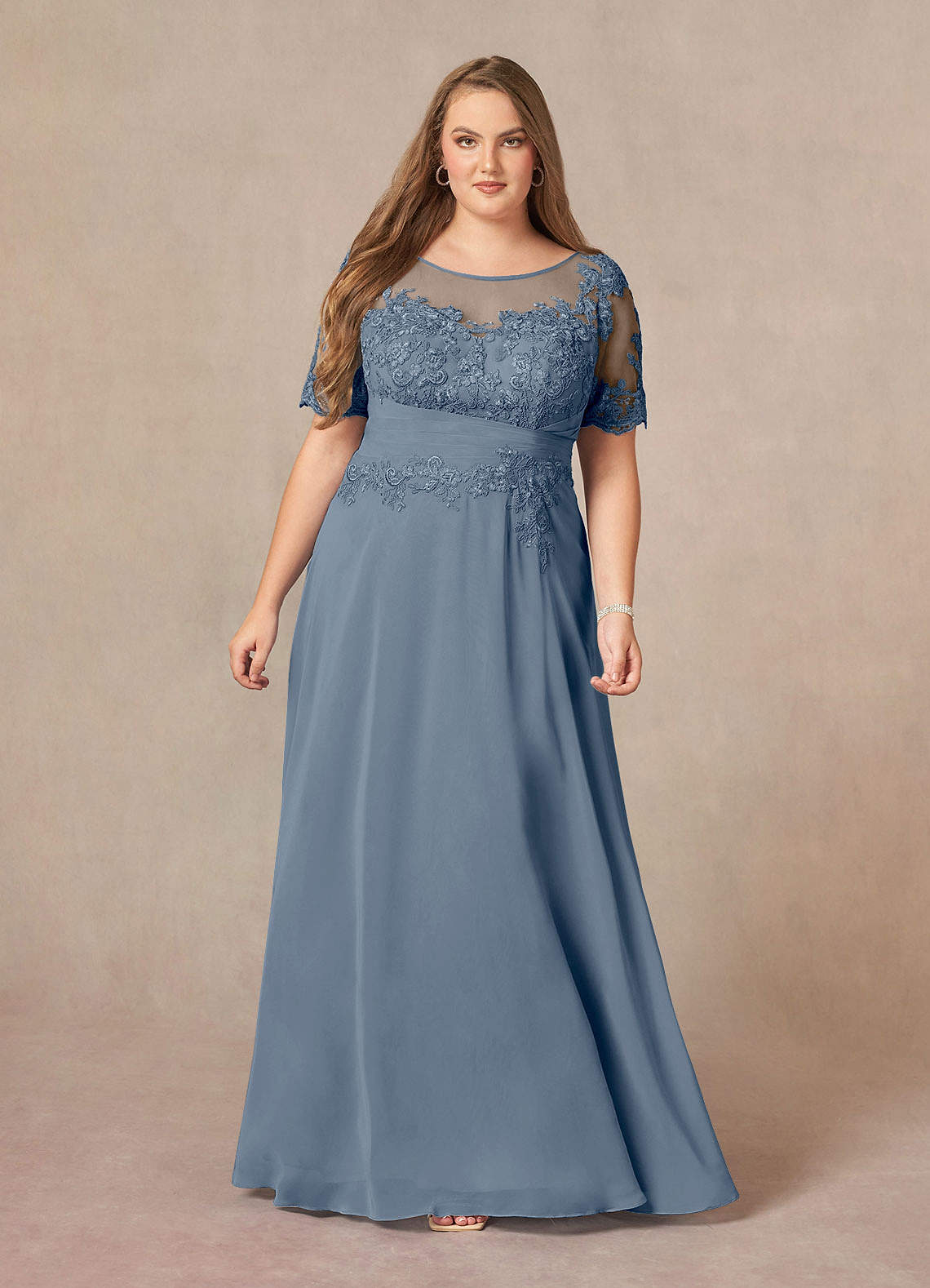 Azazie Raissa Mother of the Bride Dresses Twilight A-Line Lace Chiffon Dress image11