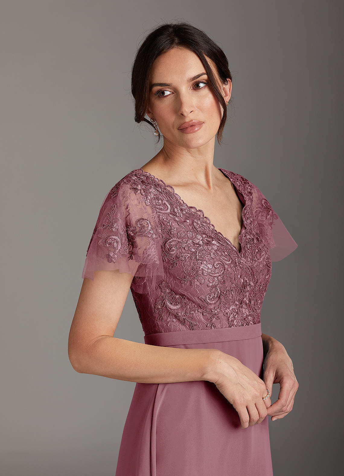 mauve lace cocktail dress Aurelie Mauve Floral Lace A-Line Dress