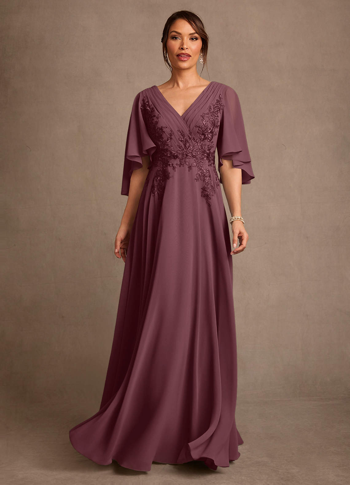 sangria lace dress Azazie Amethyst Sangria A-Line Lace Dress