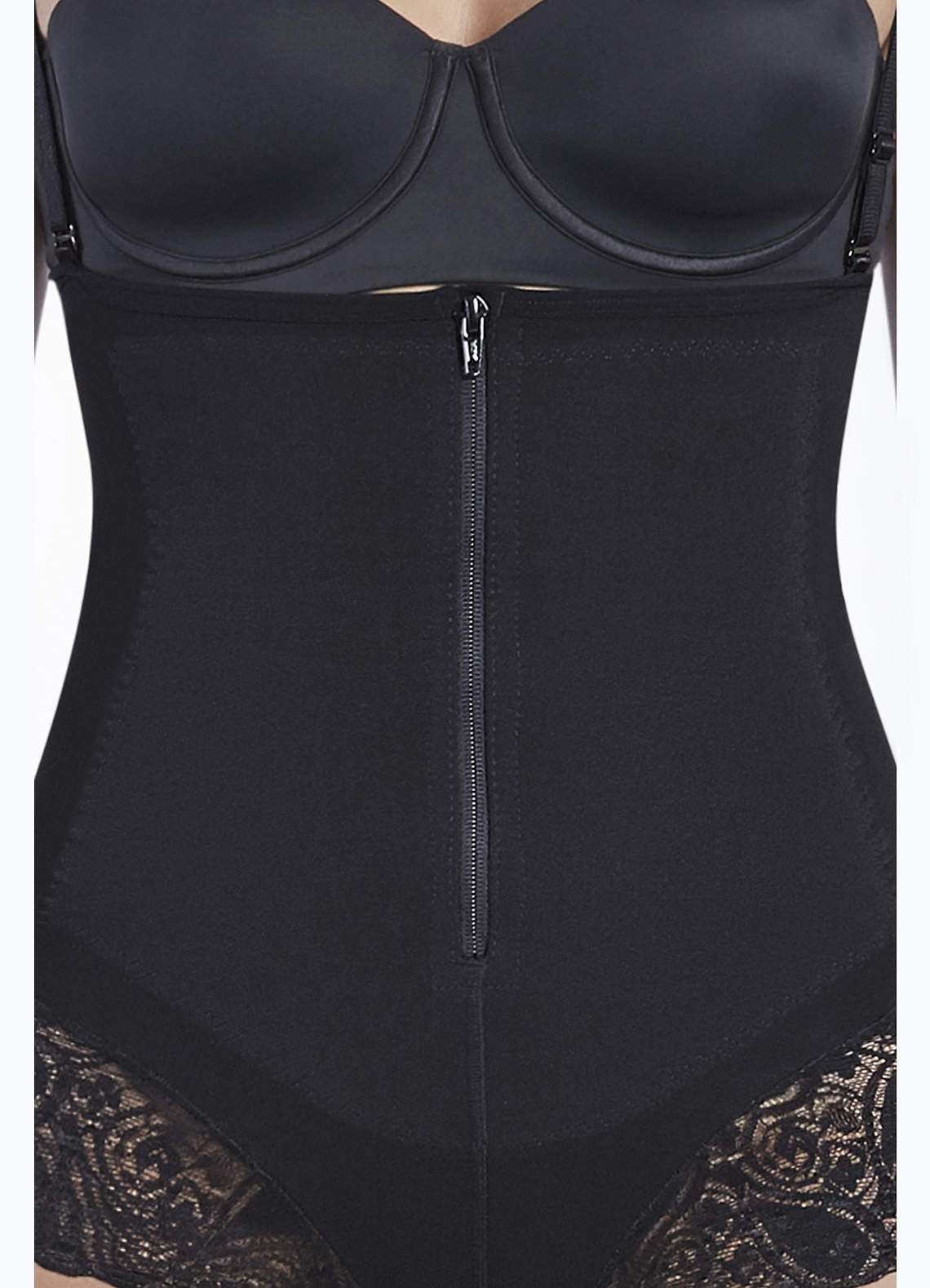 front Curveez Hip-Hugger Thermal Lace Trim Bodysuit