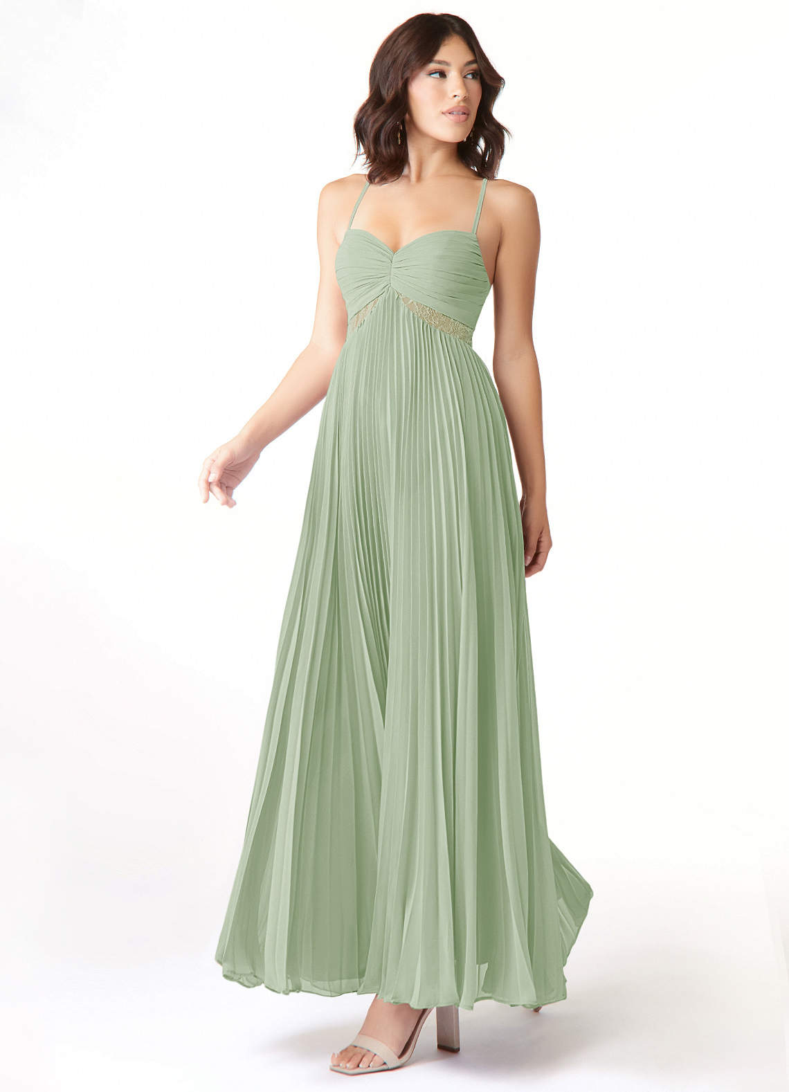 Azazie Devyn Bridesmaid Dresses Dusty Sage A-Line Corset Chiffon Dress image2