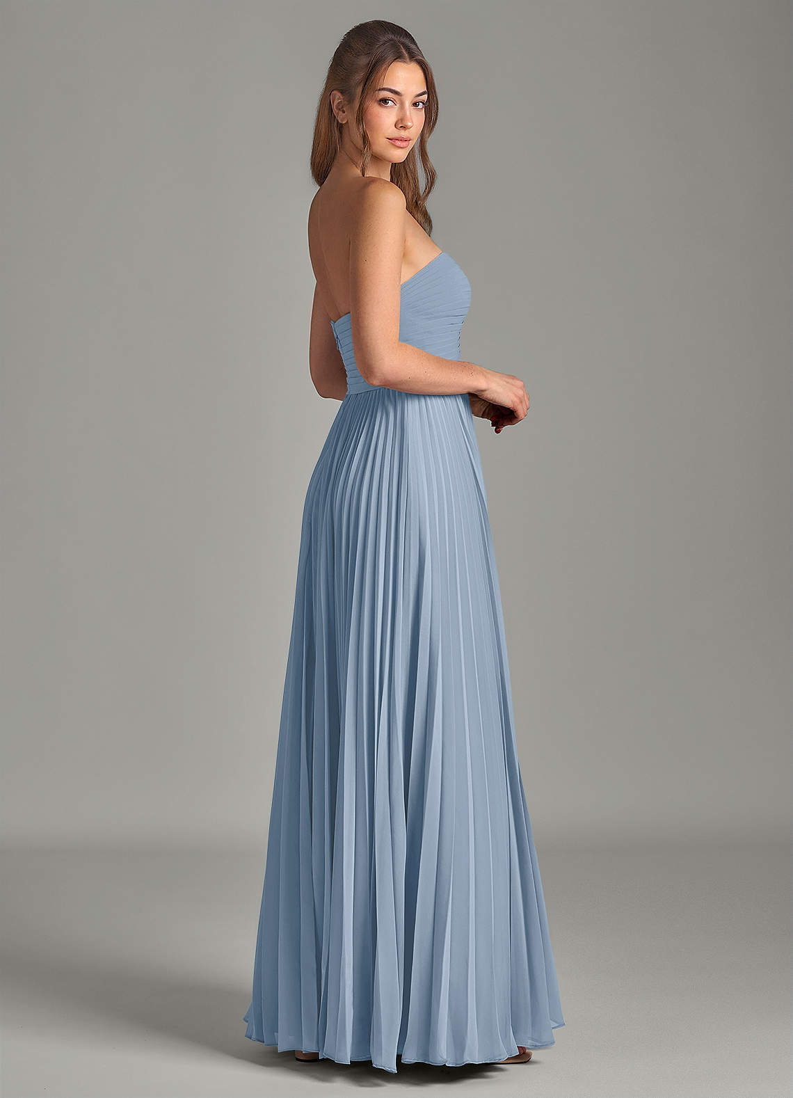 Azazie Chiana Brudepigekjoler En streg Stropløs Chiffon Gulv-længde Kjole image4