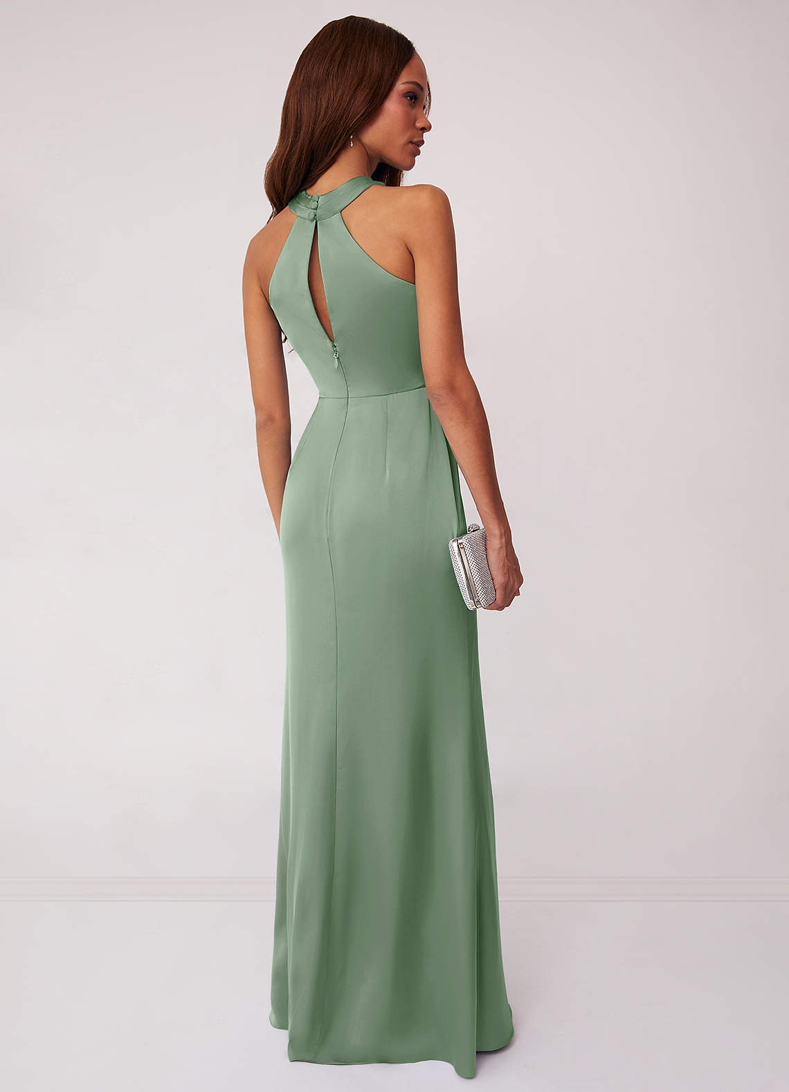 Barbie ♥ Azazie Bridesmaid Dresses Keyhole Halter Stretch Satin Sheath Dress image1