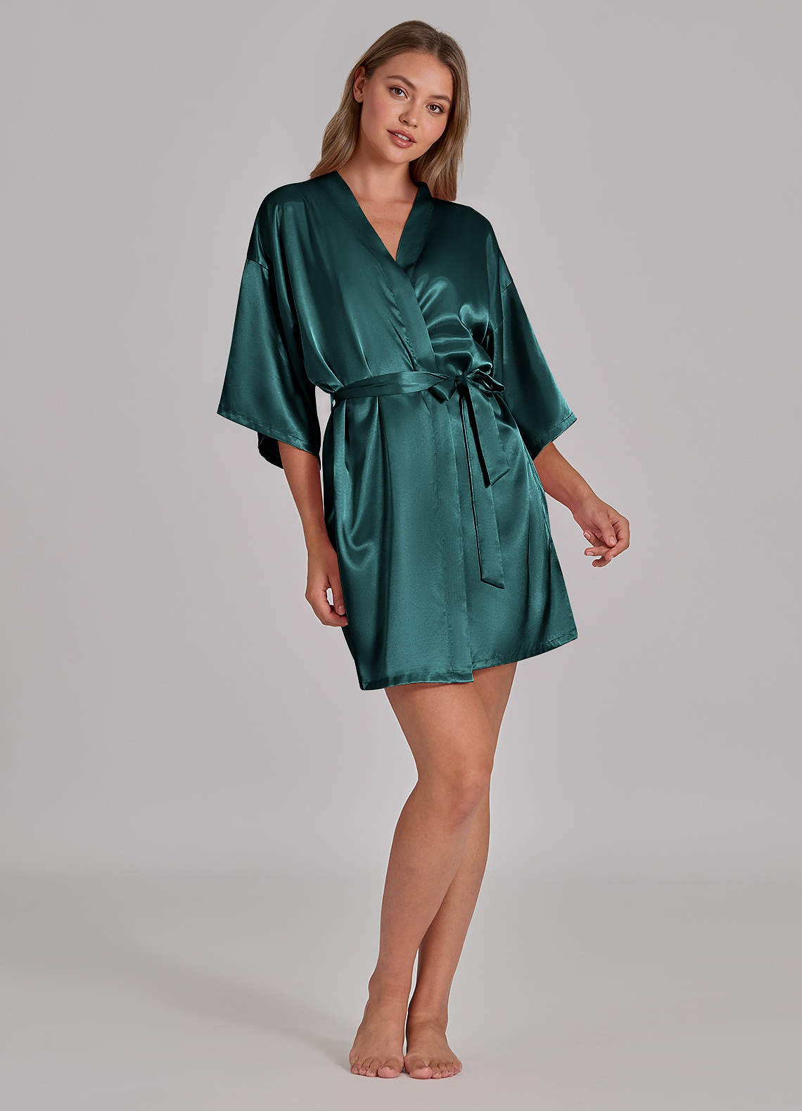 front Bridemaids Satin Rhinestone Robe