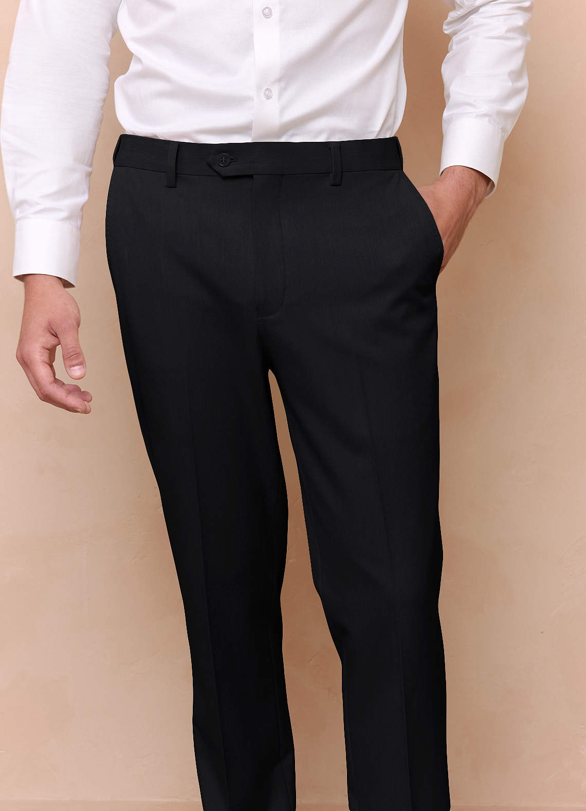 front Savile Czarny Spodnie wizytowe z mieszanki wełny