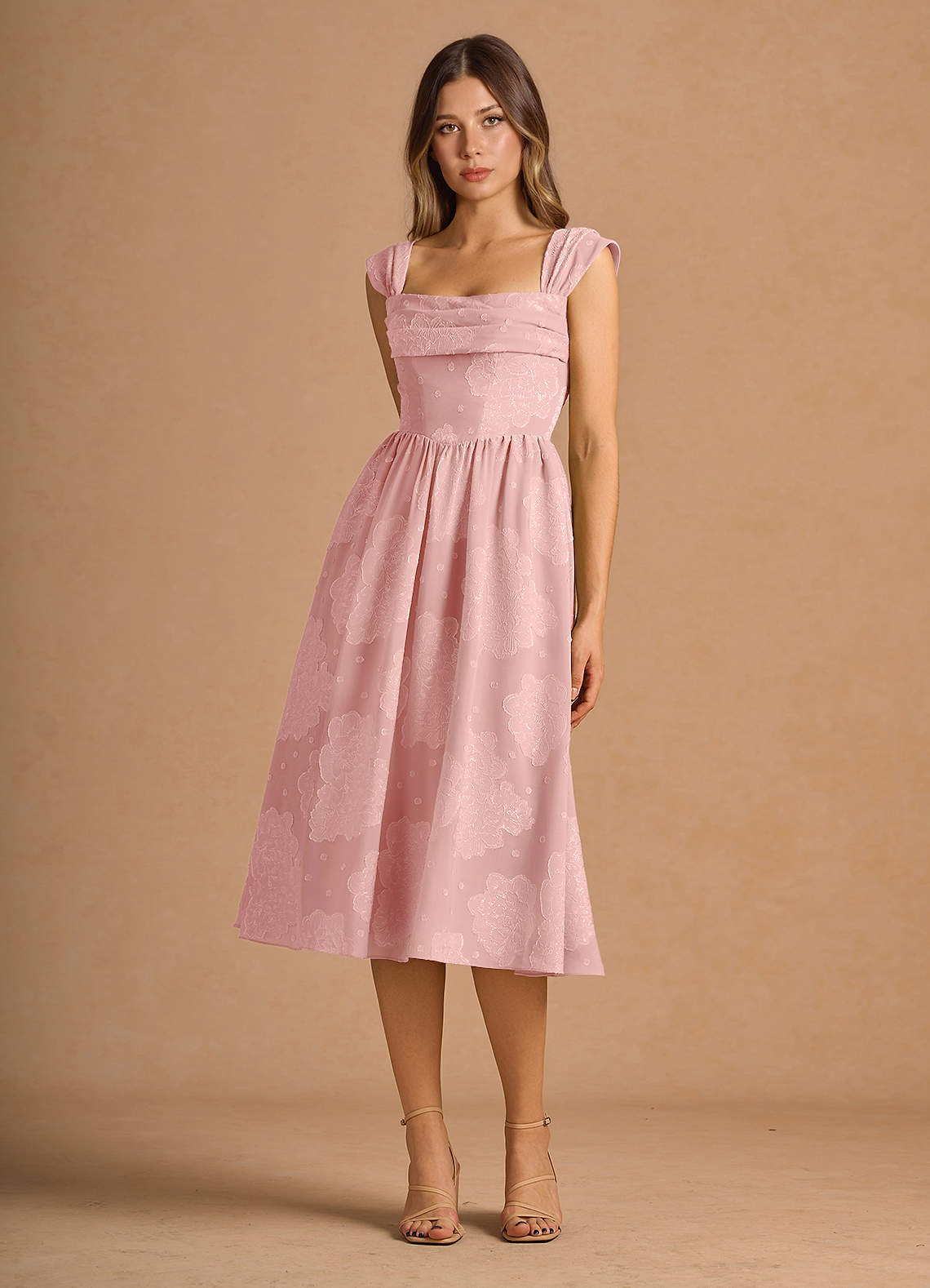Mabel Powder Pink Midi Dress image1