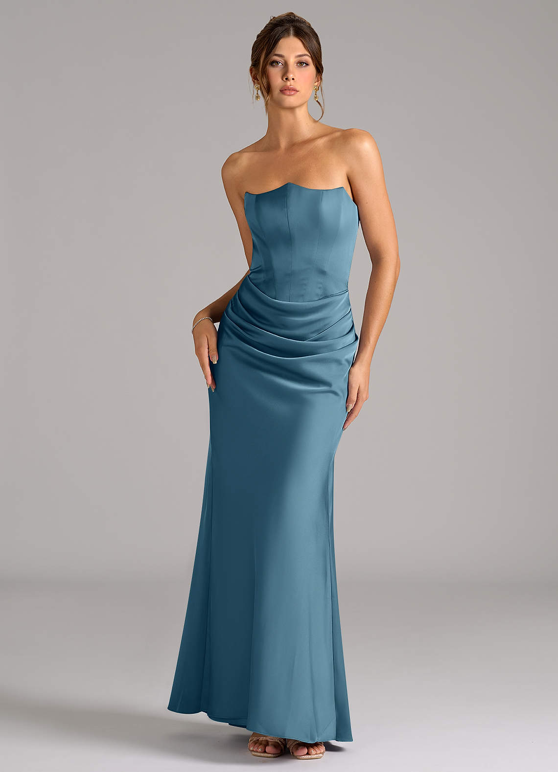 Azazie Debby Bridesmaid Dresses Bermuda Mermaid Strapless Stretch Satin Convertible Dress image1