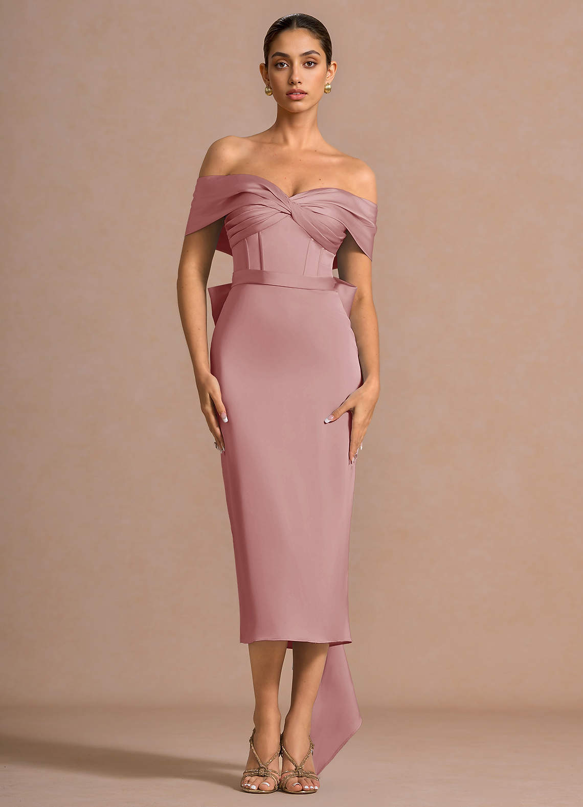 light pink midi bridesmaid dress Garden Midi Dress, in Light Pink Luxe Satin | Show Me Your Mumu