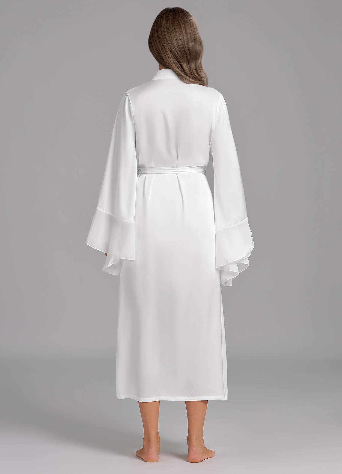 front Elegant White Satin Robe