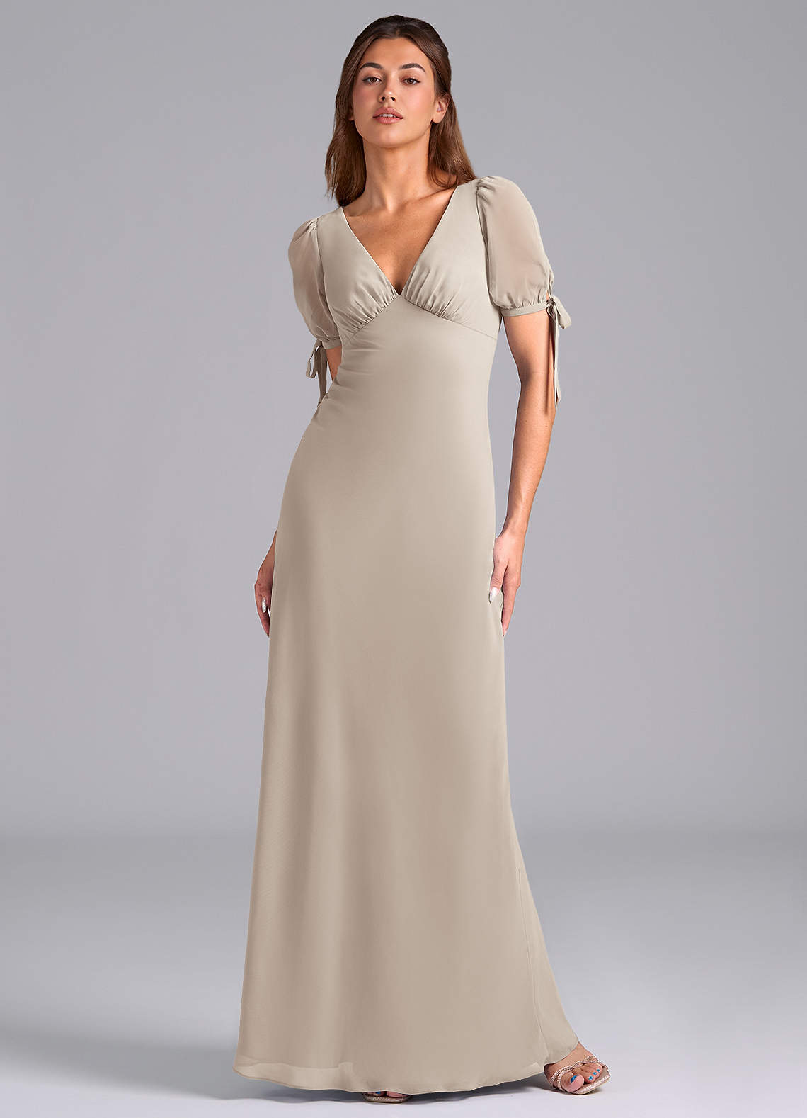 Azazie Pheby Bridesmaid Dresses Frost A-Line Pleated Chiffon Dress image1
