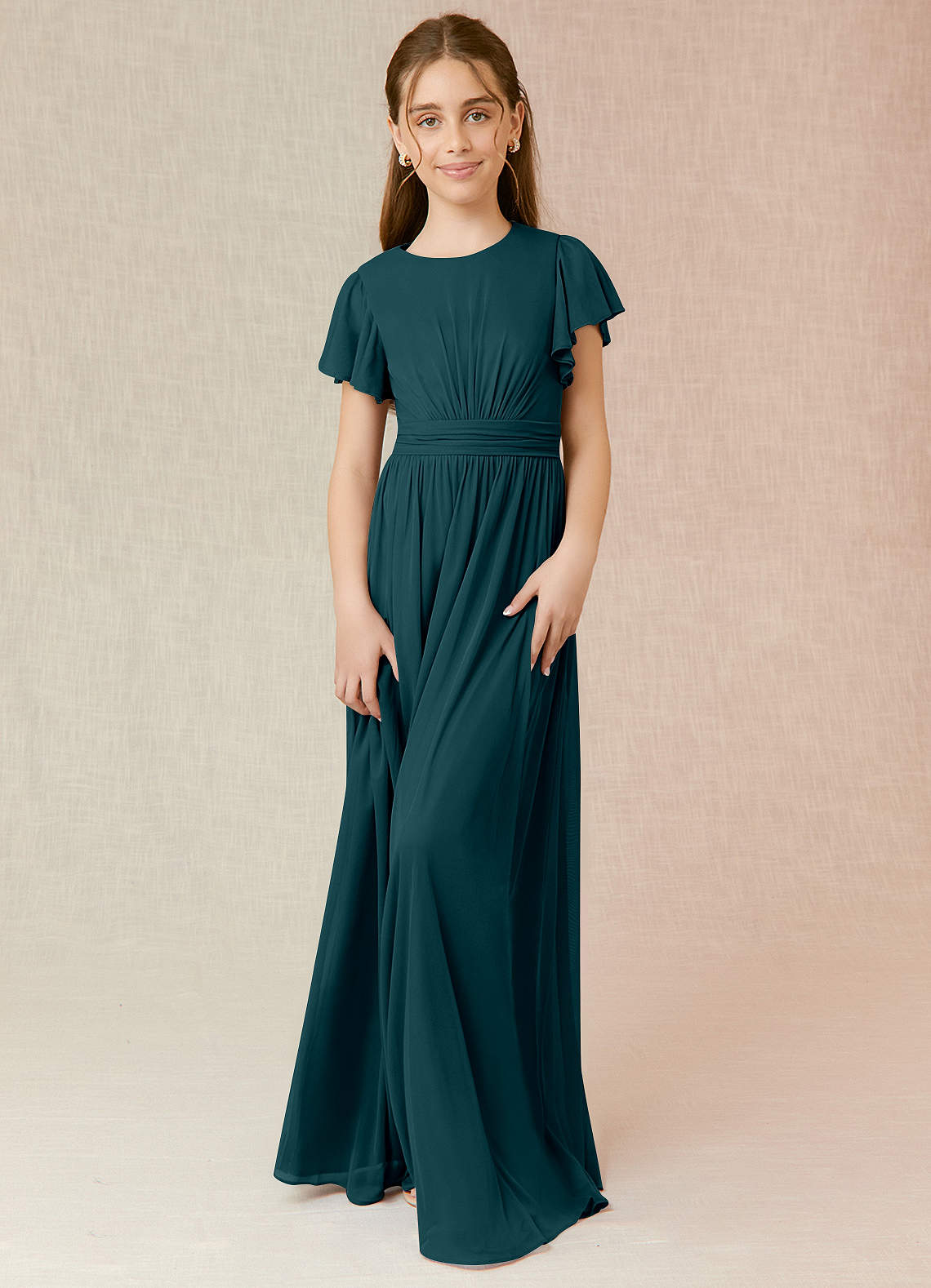 Azazie Mosley Junior A-Linie Gestreift Gittergewebe Kleid Kiefer image1